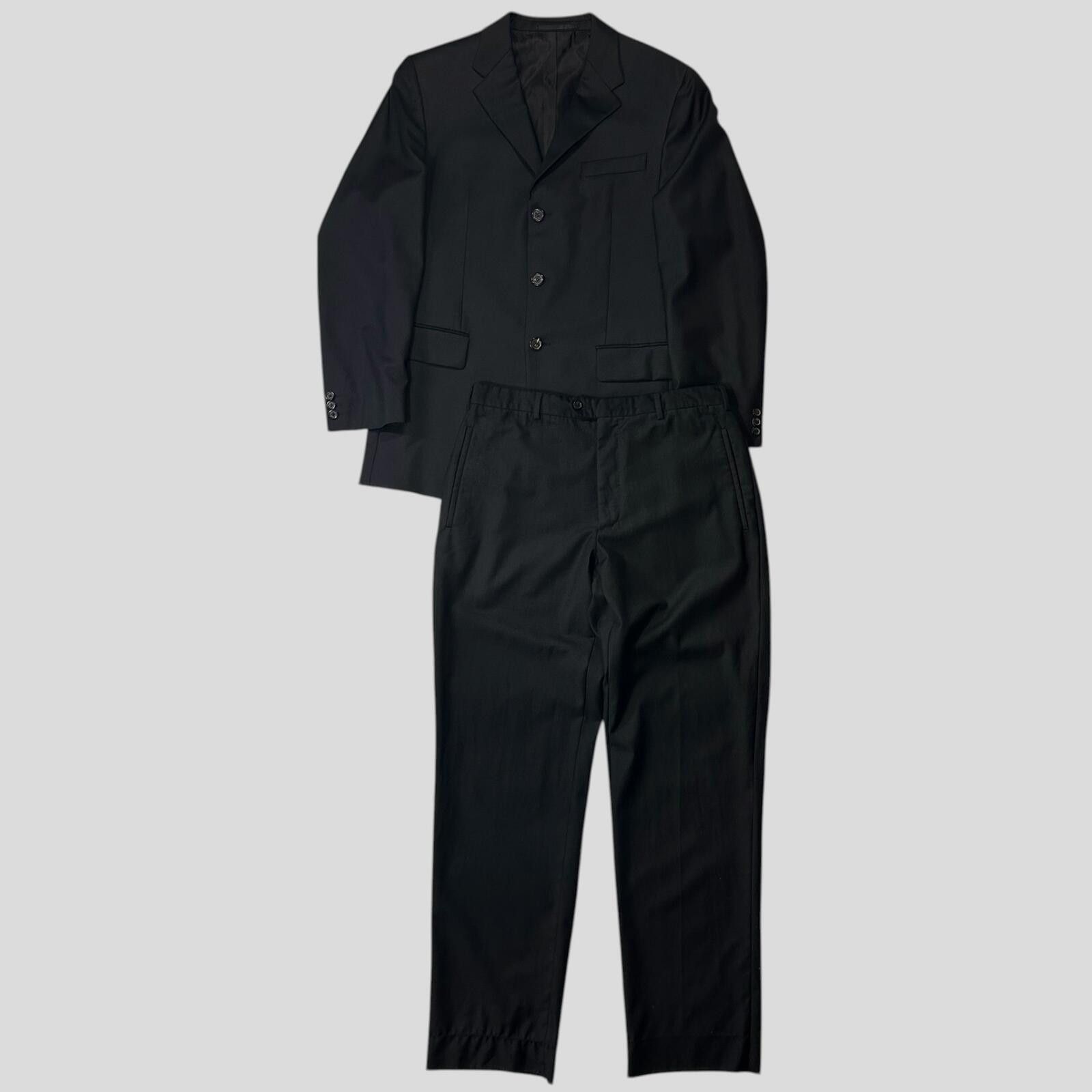 Prada Prada 00’s Virgin Wool Black Suit Blazer + Trousers - M/L Size 50R - 1 Thumbnail