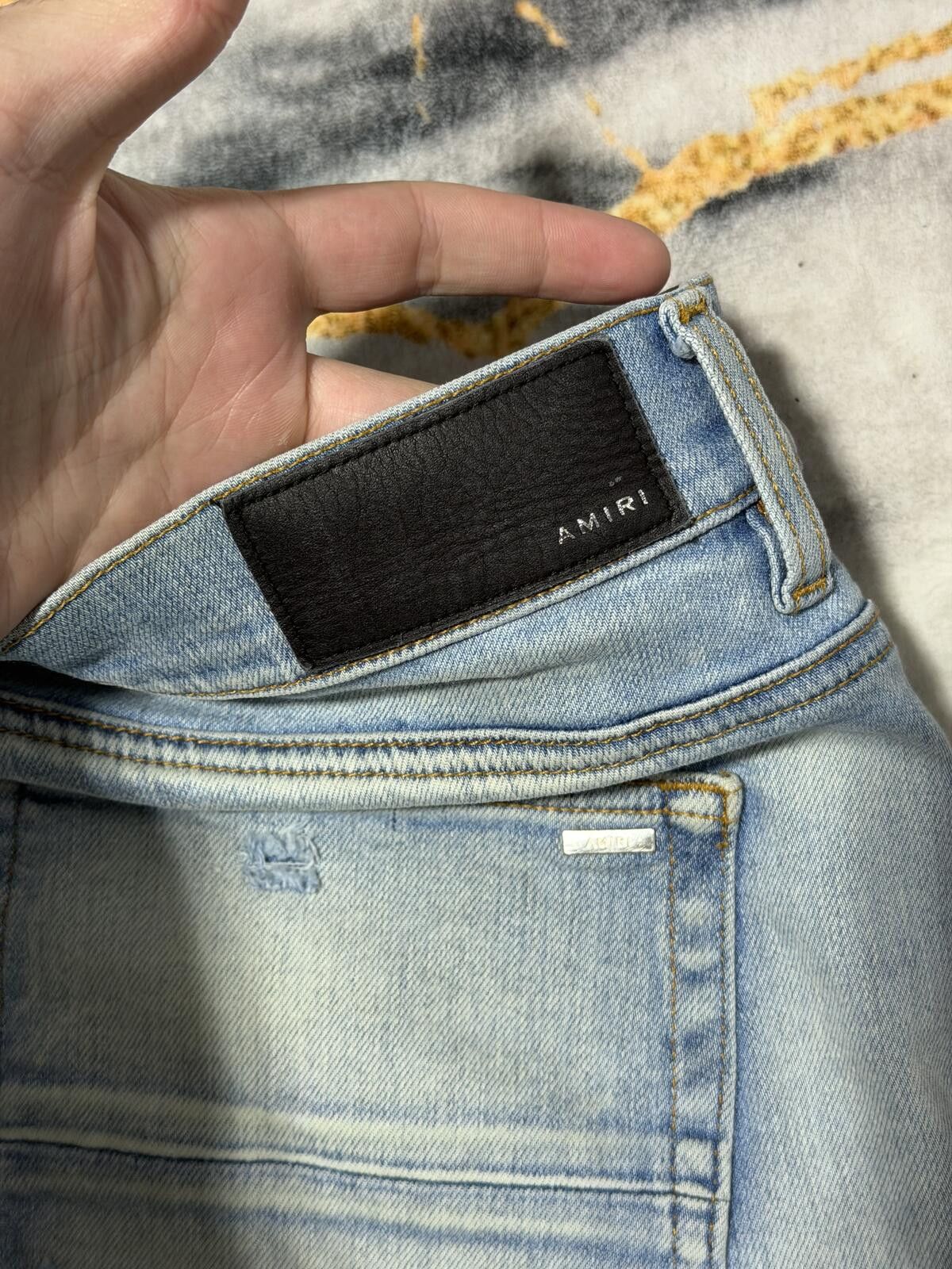 Amiri Amiri MX1 Green/Grey Camo Patch Indigo Denim - Sz40 Size US 40 / EU 56 - 4 Thumbnail
