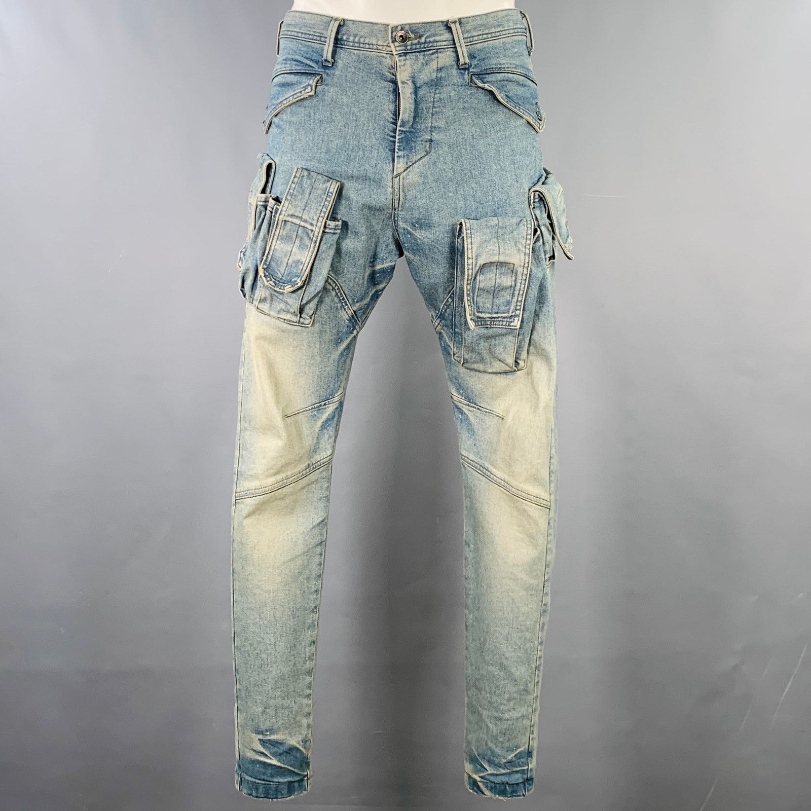 Julius JULIUS JAPAN Size 34 Blue Denim Straight Cargo Jeans Size US 34 / EU 50 - 1 Thumbnail