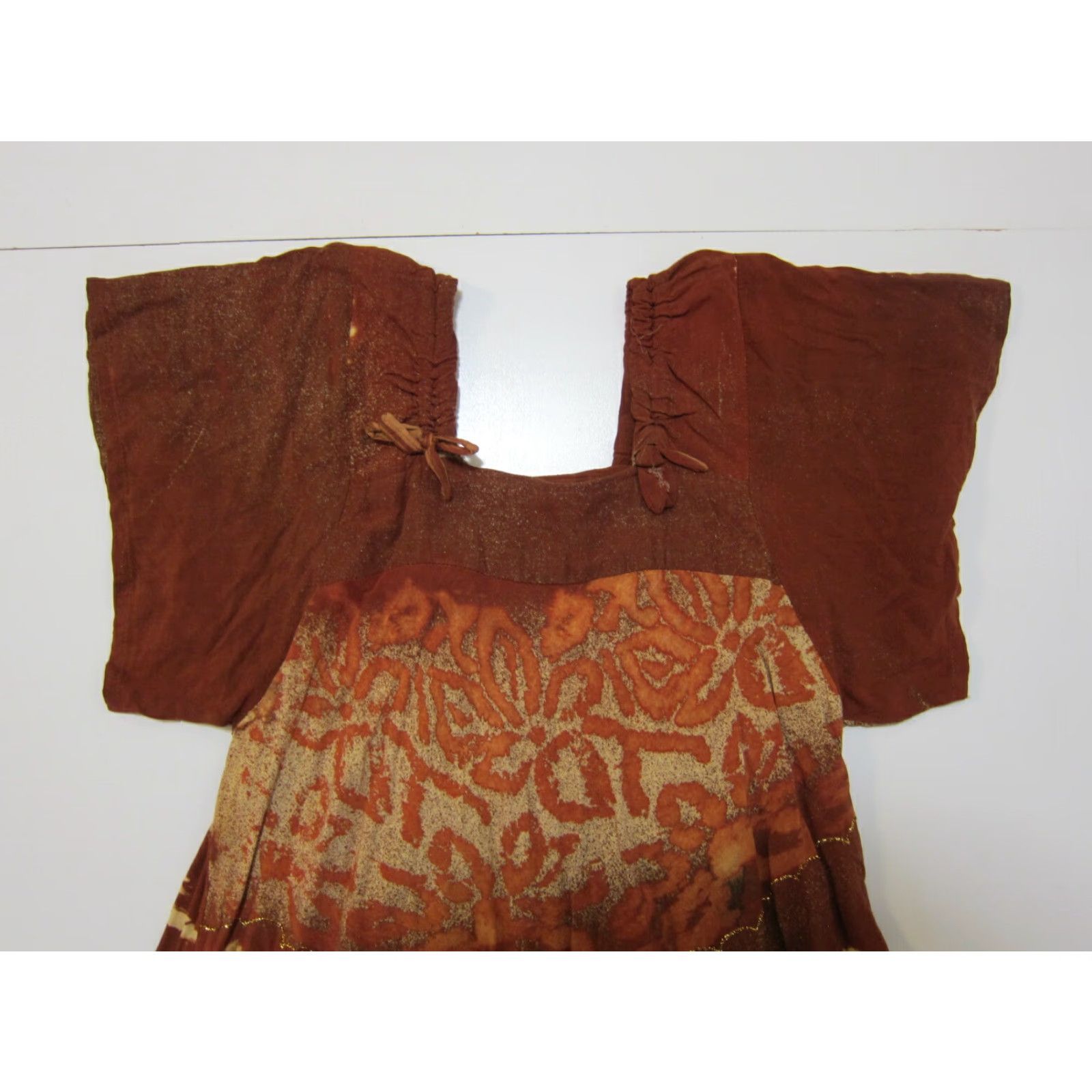 Vintage **Rossy Indonesia Batik Floral Maxi Kaftan Dress Women Size M Brown** User: Rossy Indonesia Batik Floral Maxi Kaftan Dress Women Size M Brown Size M / US 6-8 / IT 42-44 - 6 Thumbnail