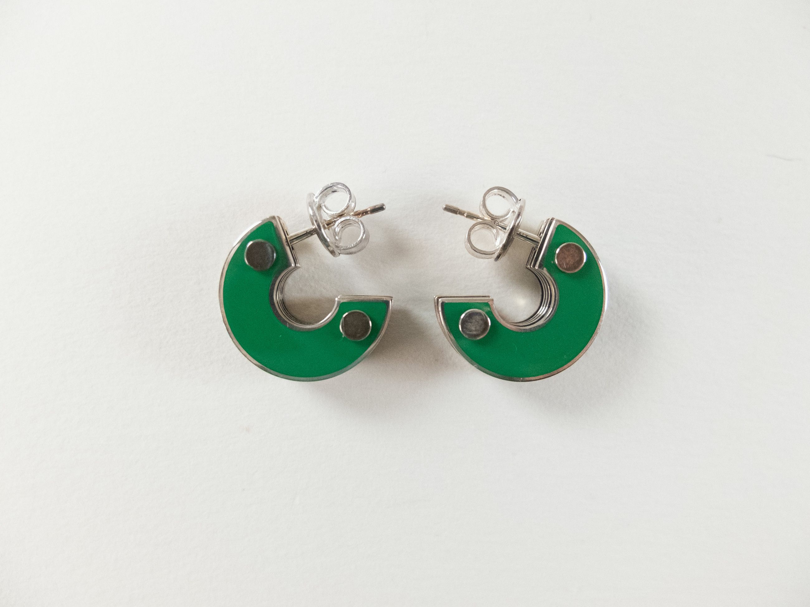 Bottega Veneta BOTTEGA VENETA Bolt round green Sterling silver earrings q Size ONE SIZE - 3 Thumbnail