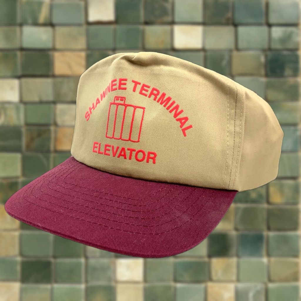 Vintage VINTAGE Four Season's Shawnee Terminal Elevator Brown Maroon Cotton Snapback Trucker Hat Cap Size ONE SIZE - 1 Thumbnail