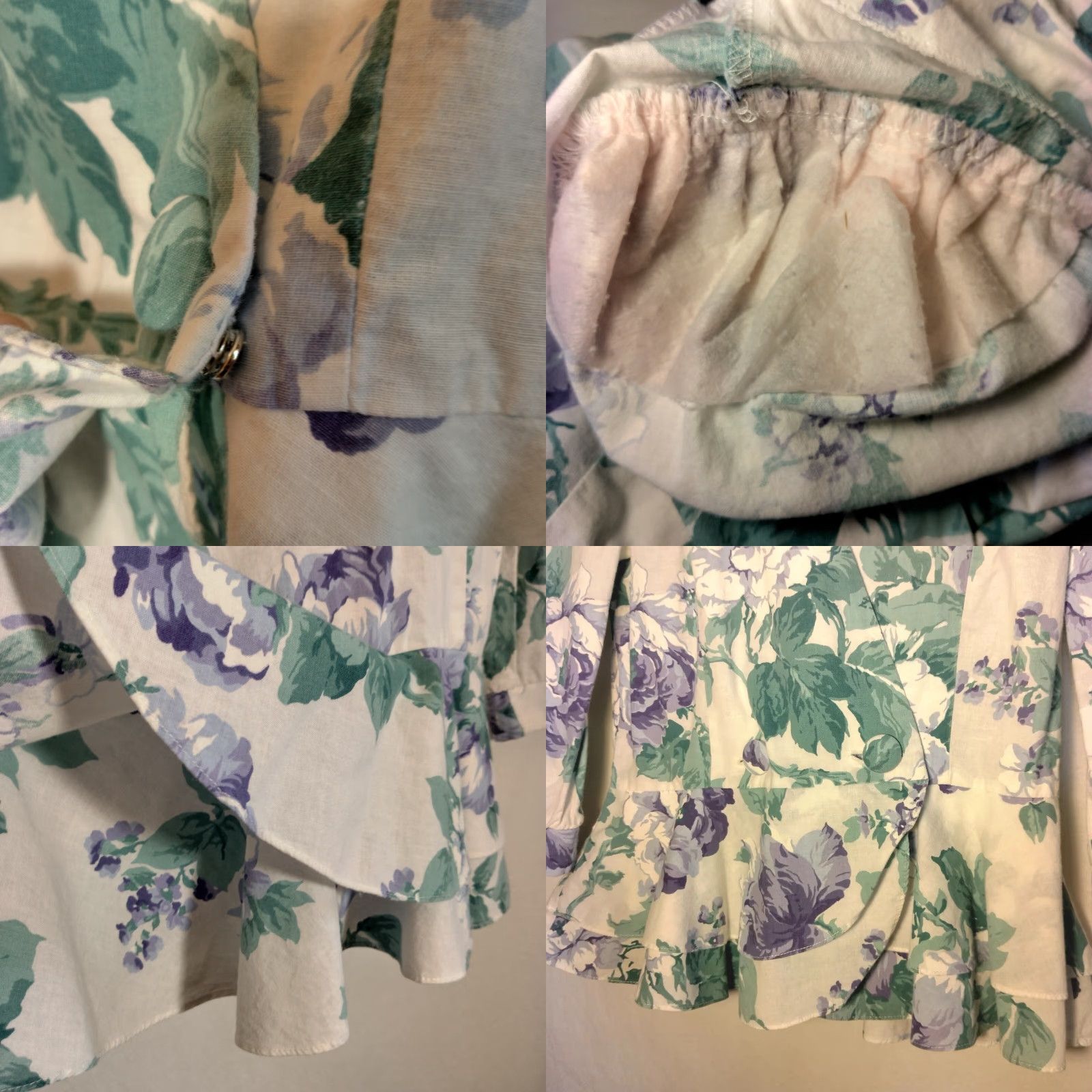 Vintage Vintage Outfit Set White Purple Peony Floral Peplum Top Skirt 2 Piece Shirt Bottom Women Size 10 Size L / US 10 / IT 46 - 8 Thumbnail