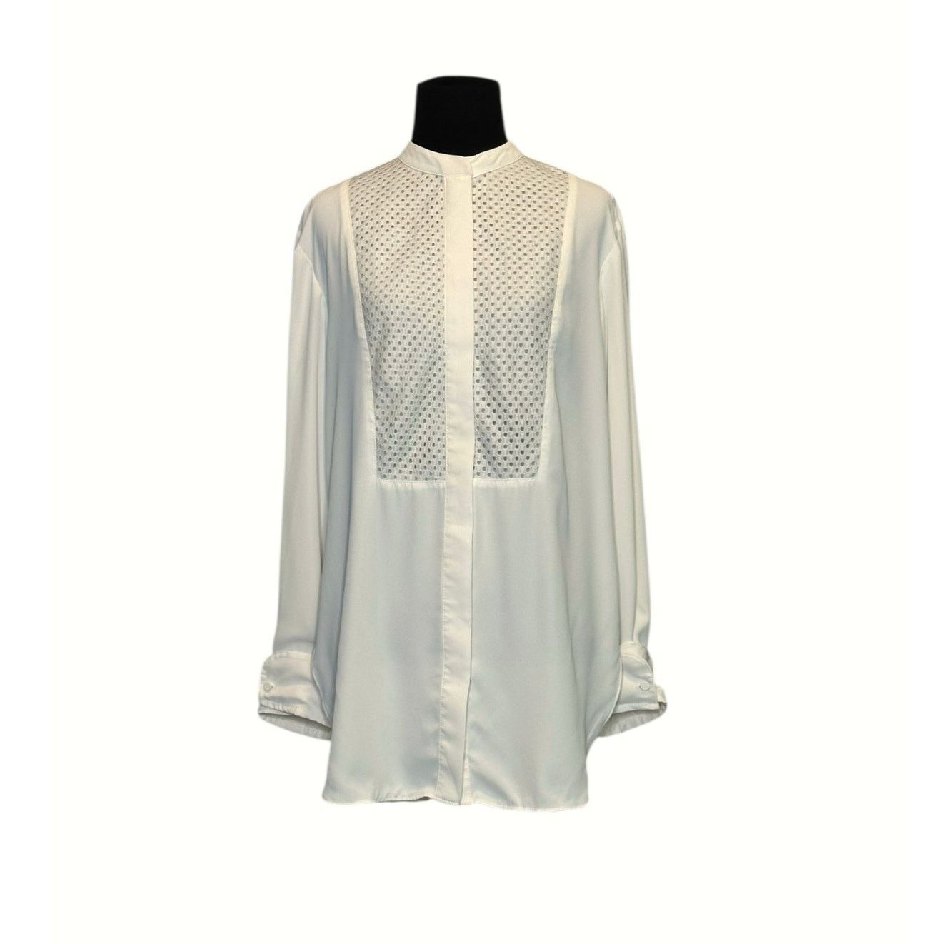 H&M H&M white long sleeves hidden button tunic blouse size Small Size S / US 4 / IT 40 - 1 Thumbnail