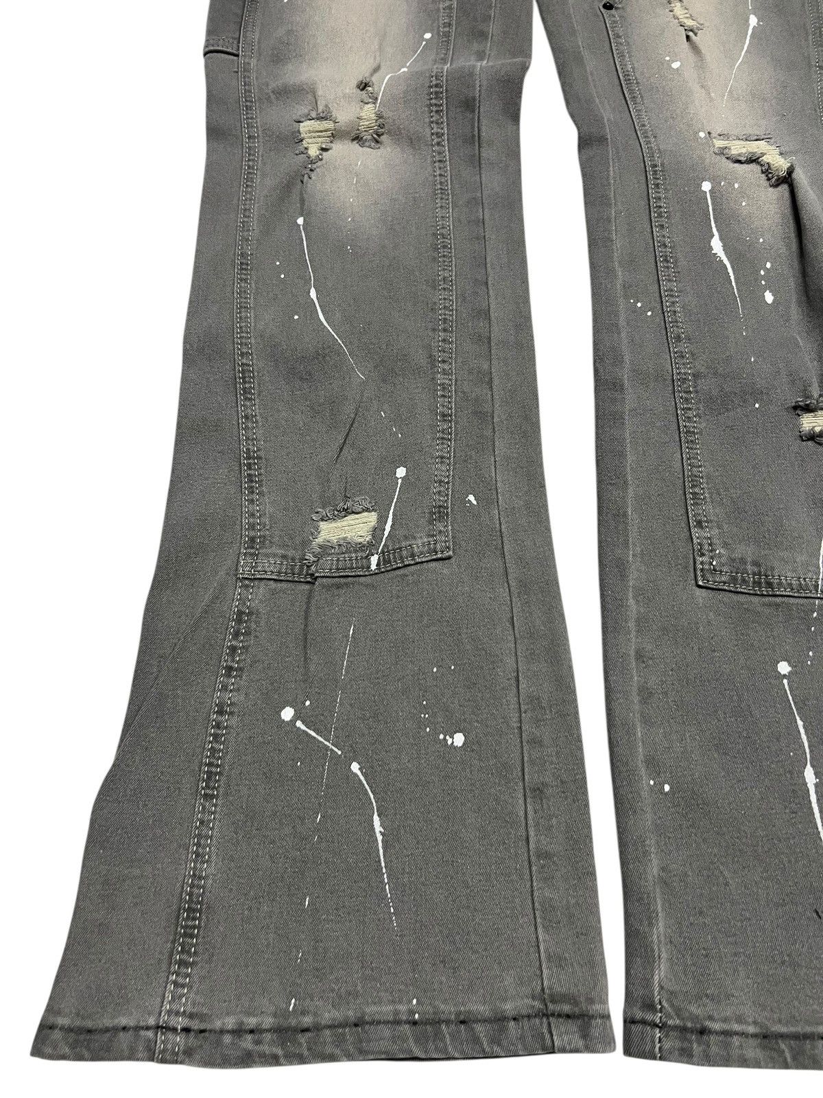 Japanese Brand Flared Vintage Double Knee Studded Splatter-Distressed Denim Size US 29 - 5 Thumbnail