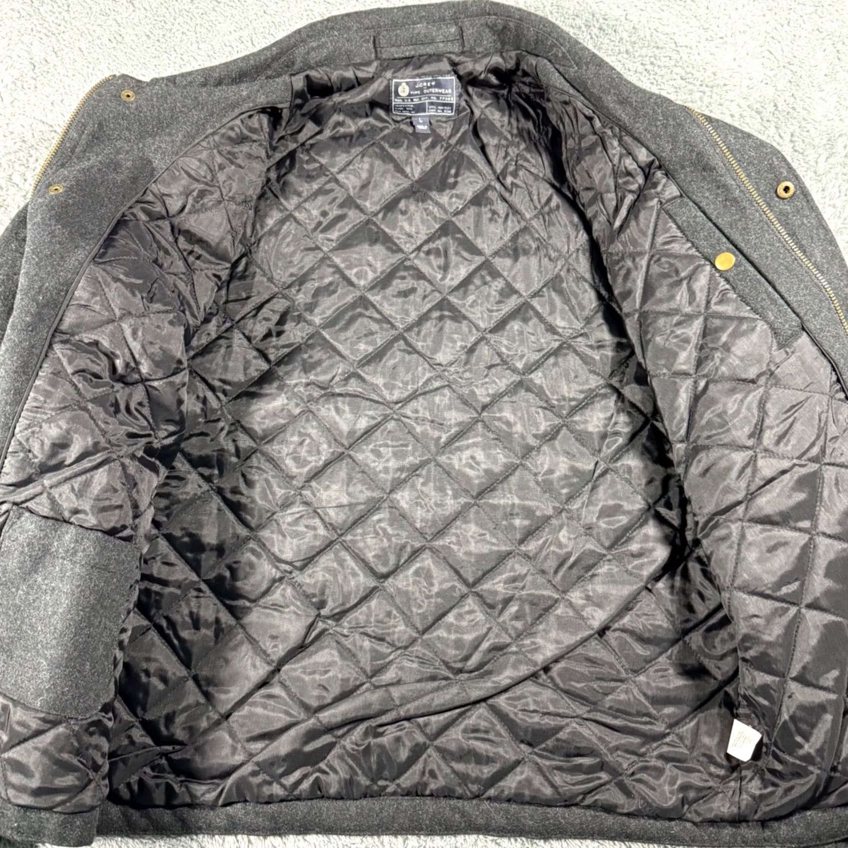 J.Crew J.Crew Wool Blend City Jacket Mens Large Charcoal Full Zip Quilted Lined Heavy Size US L / EU 52-54 / 3 - 5 Thumbnail