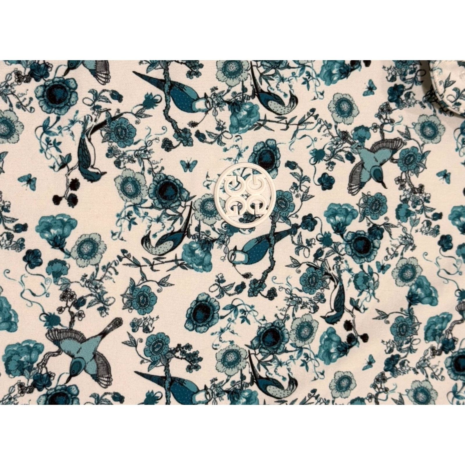 G/FORE G/FORE Polo Shirt XL Multicolor Floral Botanic Garden Birds All Over Print Performance Golf Short Sleeve Button Collar Stretch Men Polo Size US XL / EU 56 / 4 - 6 Thumbnail