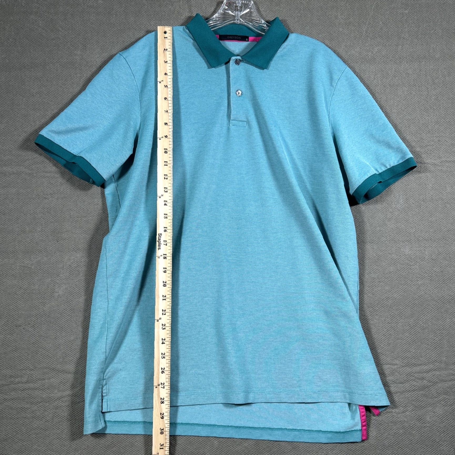 Vintage Greyson Polo Mens L Size Turquoise Green Performance Stretch Golf Polo Short Sleeve Blue Solid Logo Size US L / EU 52-54 / 3 - 7 Thumbnail