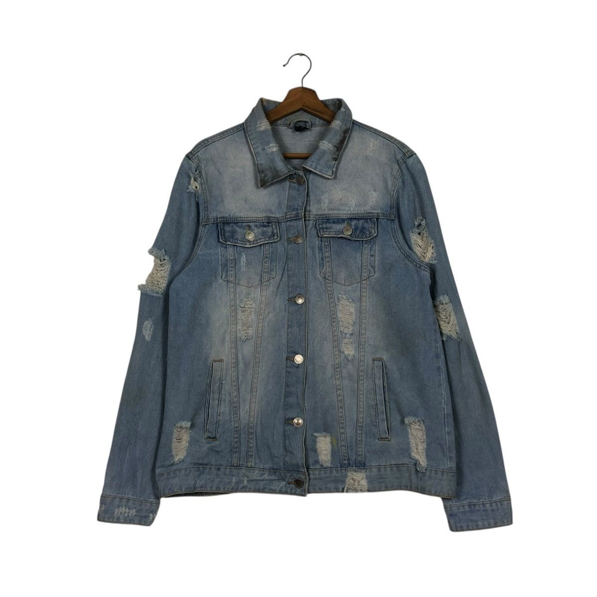 Vintage 🔥VINTAGE DENIM SHIRT JACKET BIKER PUNK DESIGN BAZI USA Size US M / EU 48-50 / 2 - 3 Thumbnail