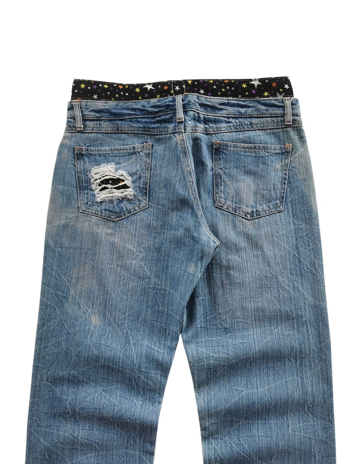 Japanese Brand Vintage Double Waist Distressed Jeans Star Waistband Size US 32 / EU 48 - 3 Thumbnail