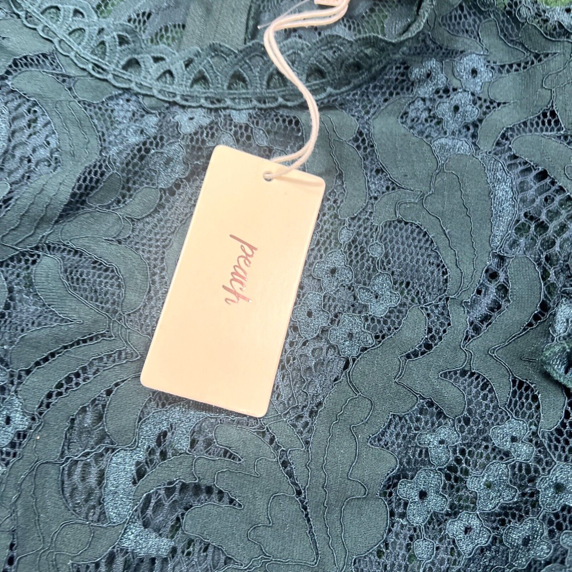 Vintage Peach Brand Green Lace Crochet Top Puff Sleeves New W Tags Sz Large Size L / US 10 / IT 46 - 6 Thumbnail