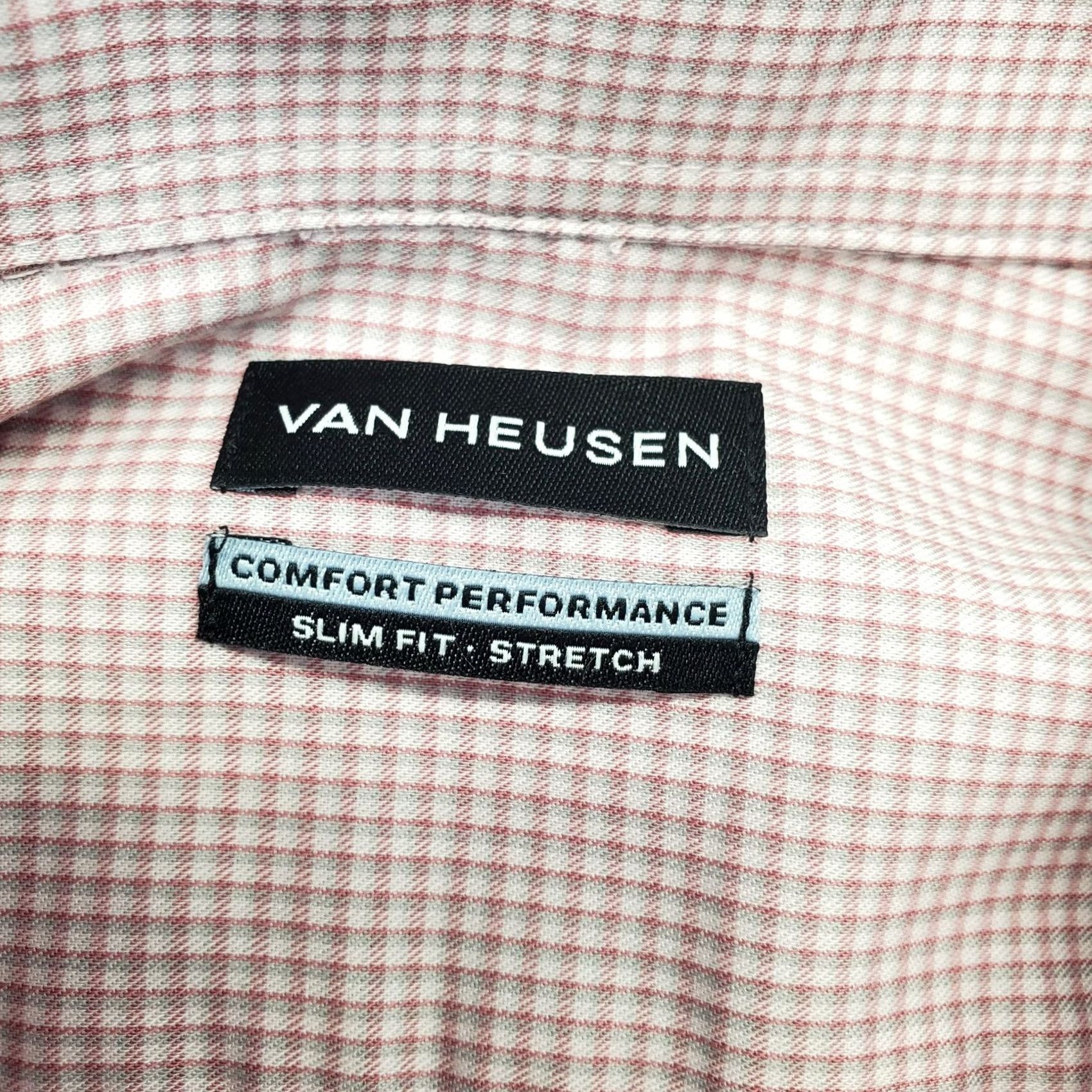 Van Heusen Van Heusen Dress Shirt Mens XL Pink Gingham Comfort Slim Button-Up Size 46R - 6 Thumbnail