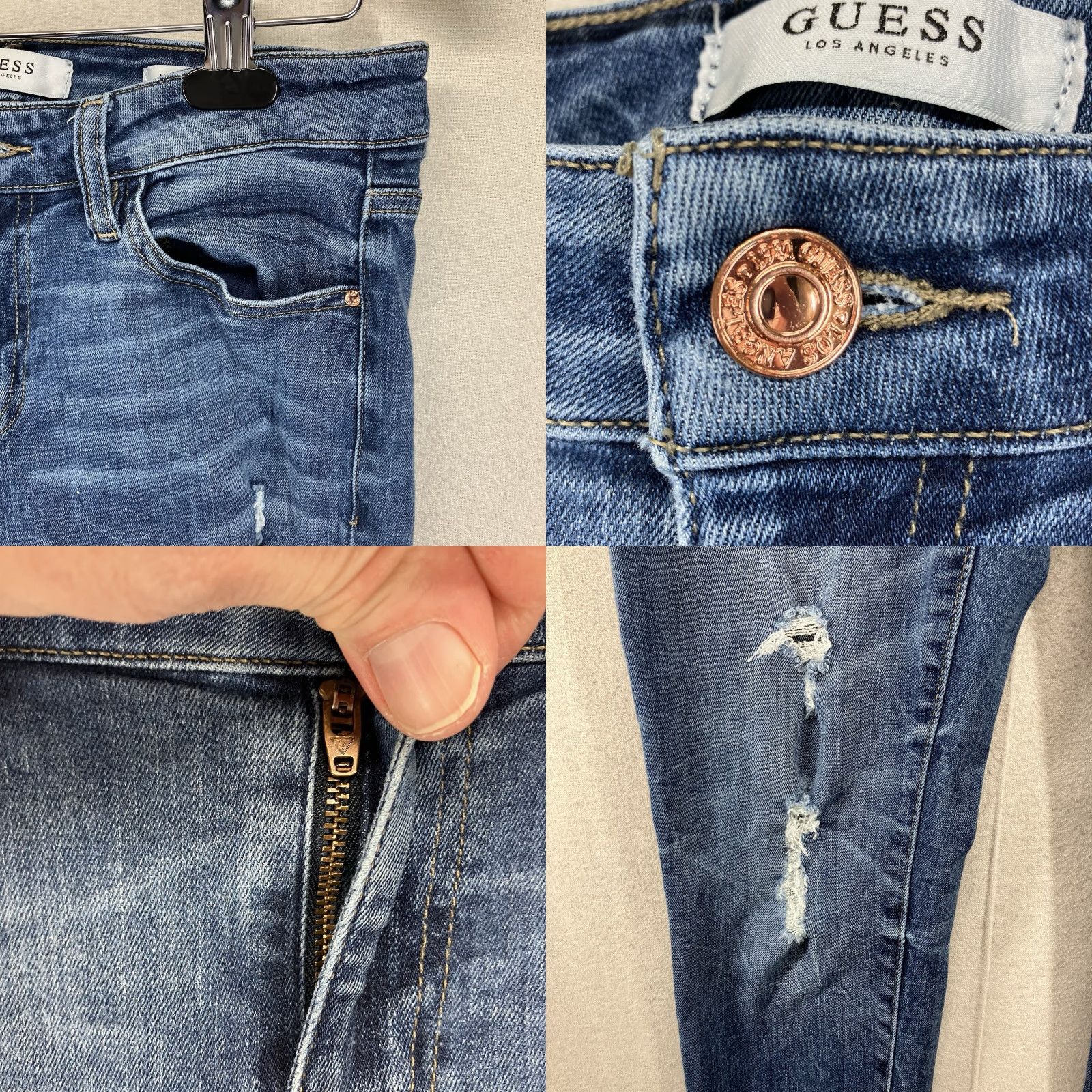 Guess GUESS Skinny Jeans Women 28 Blue Denim Mid Rise Distressed Zip Fly 5-Pocket Curvy Classic Modern Size 28" / US 6 / IT 42 - 8 Thumbnail