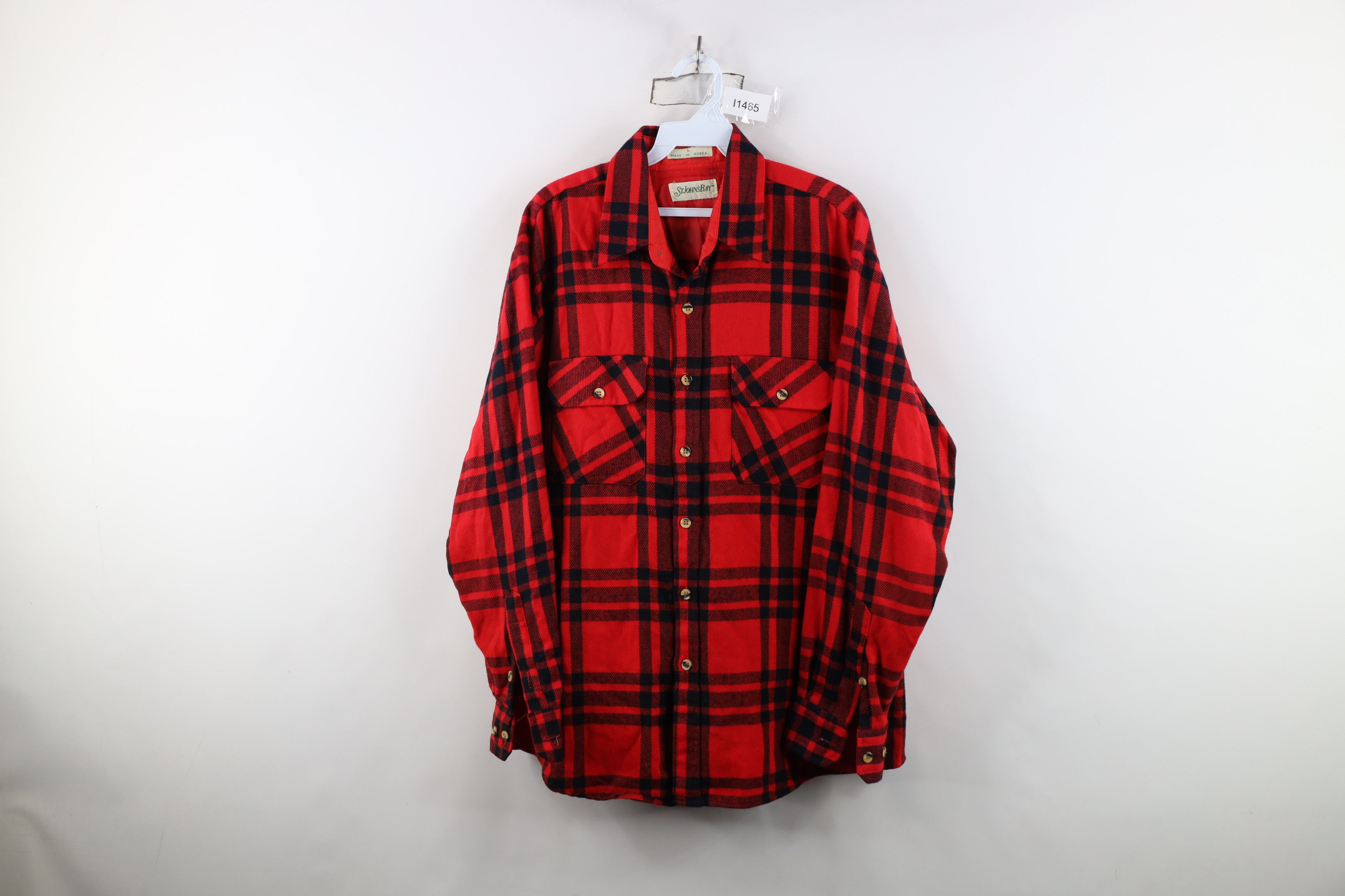 Vintage Vintage 70s Streetwear Knit Collared Button Shirt Red Size US L / EU 52-54 / 3 - 1 Thumbnail