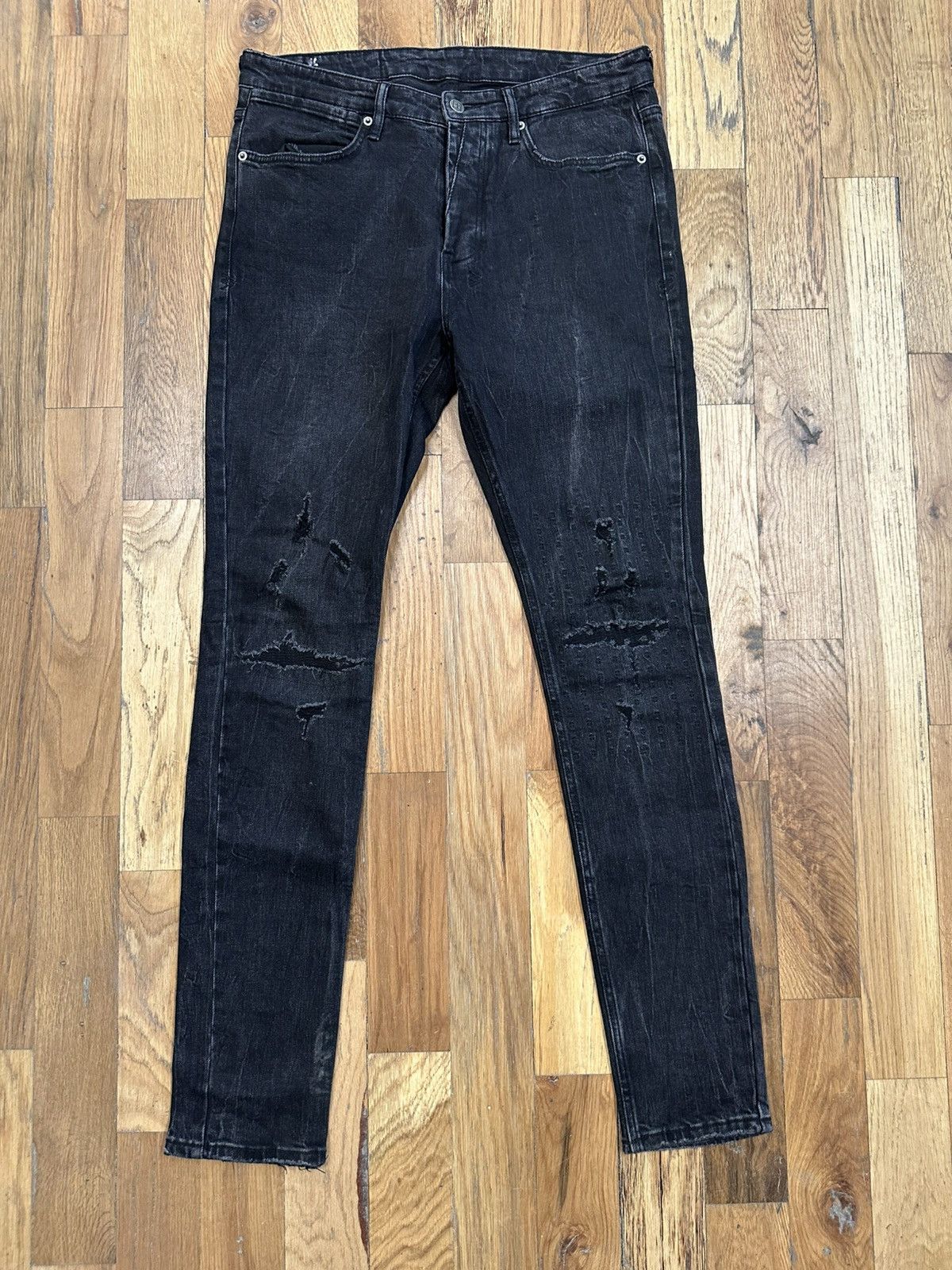 Ksubi Ksubi Knee Patch Distress Black Denim Jeans Size 34 Size US 34 / EU 50 - 1 Thumbnail