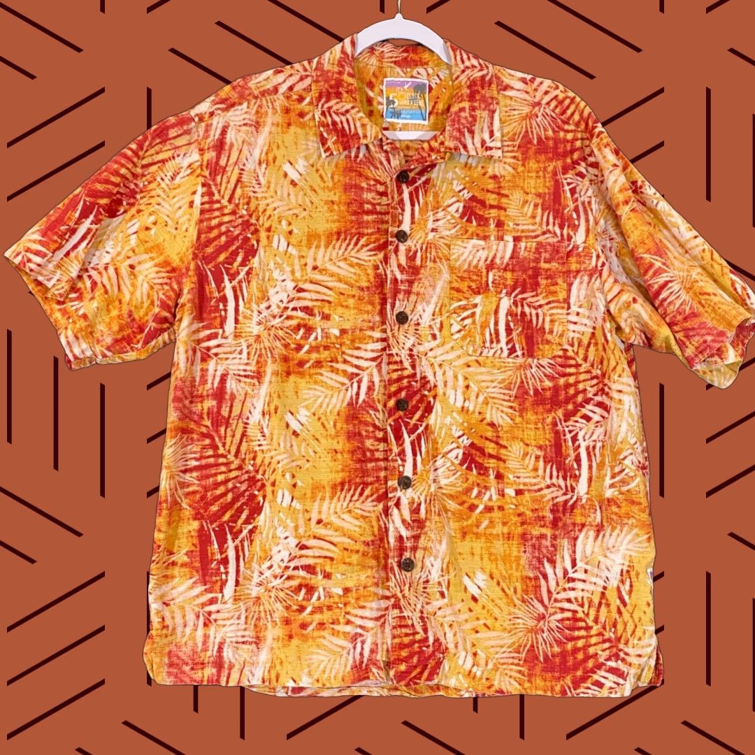 Vintage MARGARITAVILLE Shirt Men Large Orange Red Floral Hawaiian Jimmy Buffett 5 Oclock Size US L / EU 52-54 / 3 - 1 Thumbnail