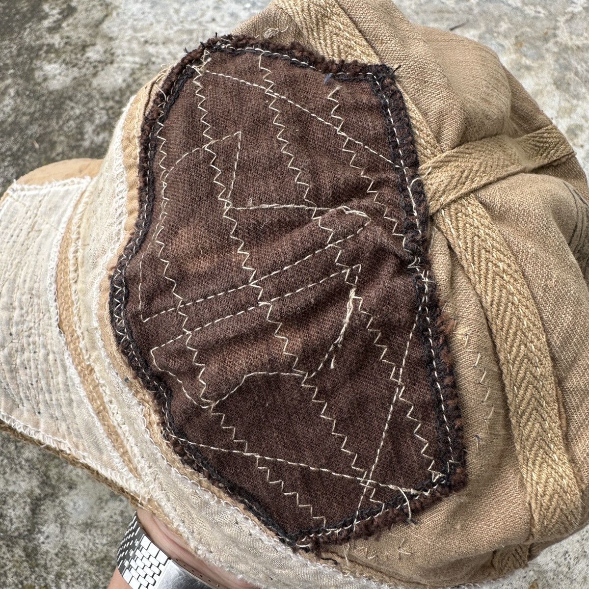 Kapital Sahara Desert Boro Sashiko Patchwork Trashed Conductor hat Size ONE SIZE - 12 Thumbnail