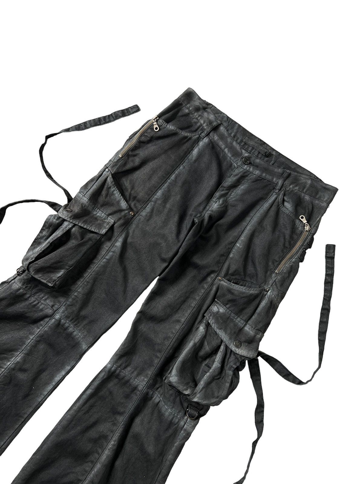 GOSTAR DE FUGA Fuga Black Smoke Bondage Flare Cargo Pants Size US 33 - 7 Thumbnail