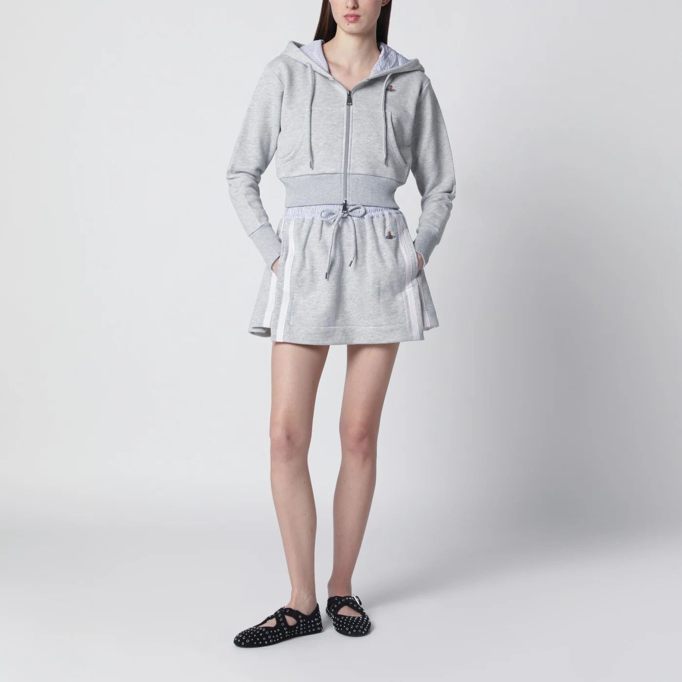 Vivienne Westwood o1d2blof0526 Cropped Logo Sweatshirt Hoodie in Gray Size S / US 4 / IT 40 - 2 Thumbnail