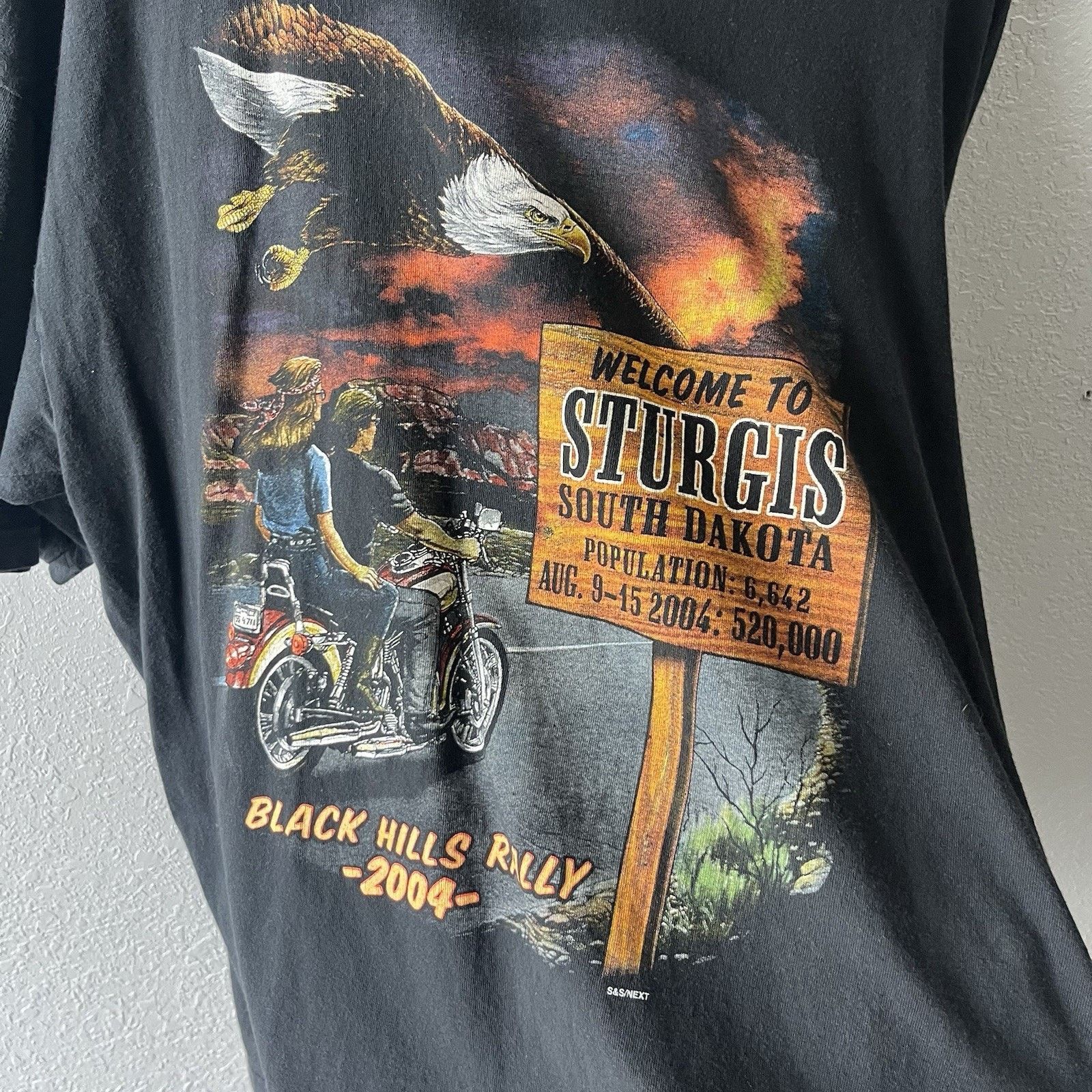 Vintage Vintage Sturgis Biker Rally Black Tshirt Men’s XL 90’s Motor Size US XL / EU 56 / 4 - 3 Thumbnail