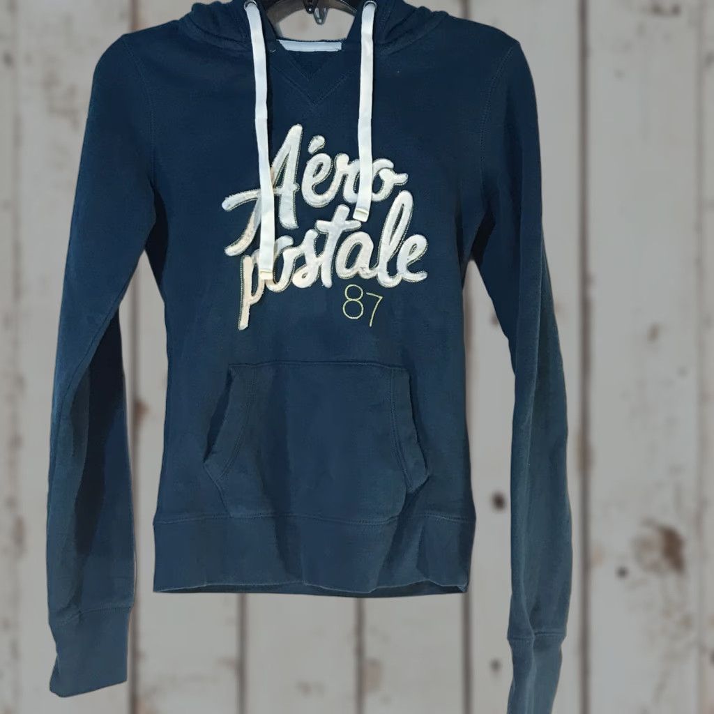 Vintage Aéropostale 87 Blue Logo Pullover Hoodie Womens Size S Casual Activewear Size S / US 4 / IT 40 - 1 Thumbnail