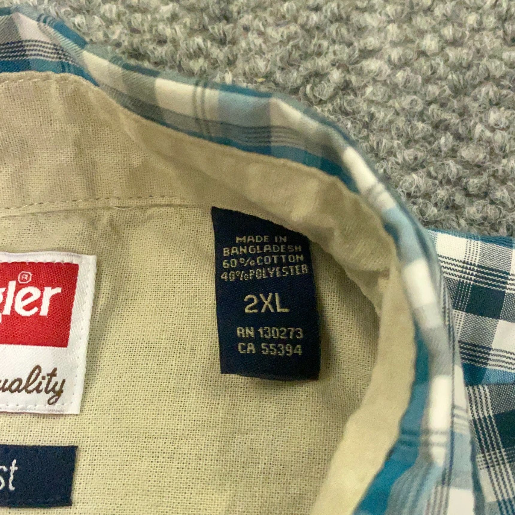 Wrangler VINTAGE Wrangler Mens Shirt 2XL Blue Plaid Button Up Short Sleeve Wrinkle Resistant Size US XXL / EU 58 / 5 - 5 Thumbnail