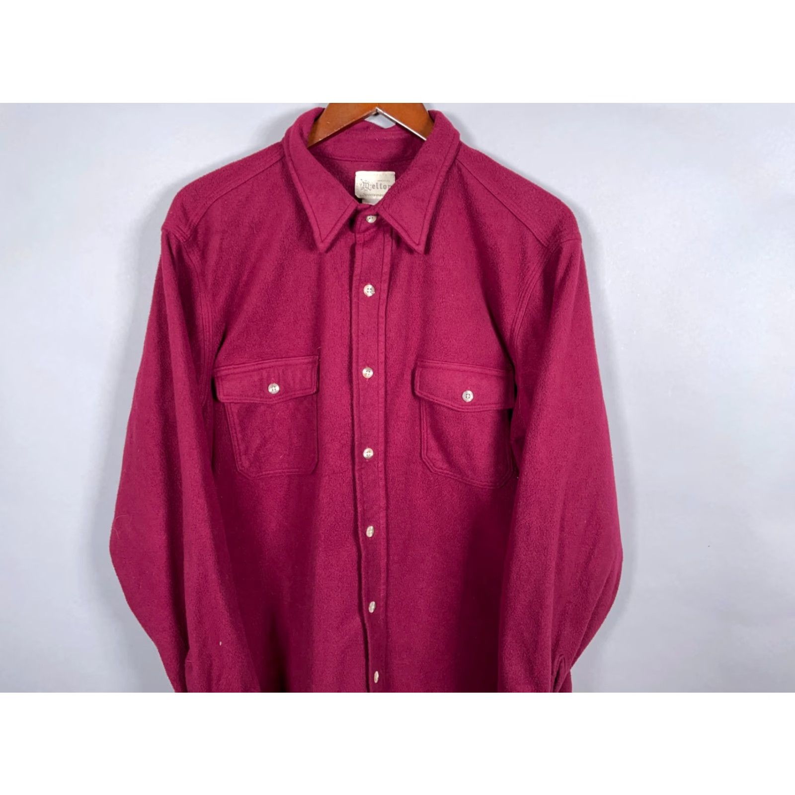 Vintage VINTAGE Melton Shirt Adult XL Dark Red Polartec Fleece Button-Front USA Made Men’s Winter 90s Grunge Retro Size US XL / EU 56 / 4 - 4 Thumbnail
