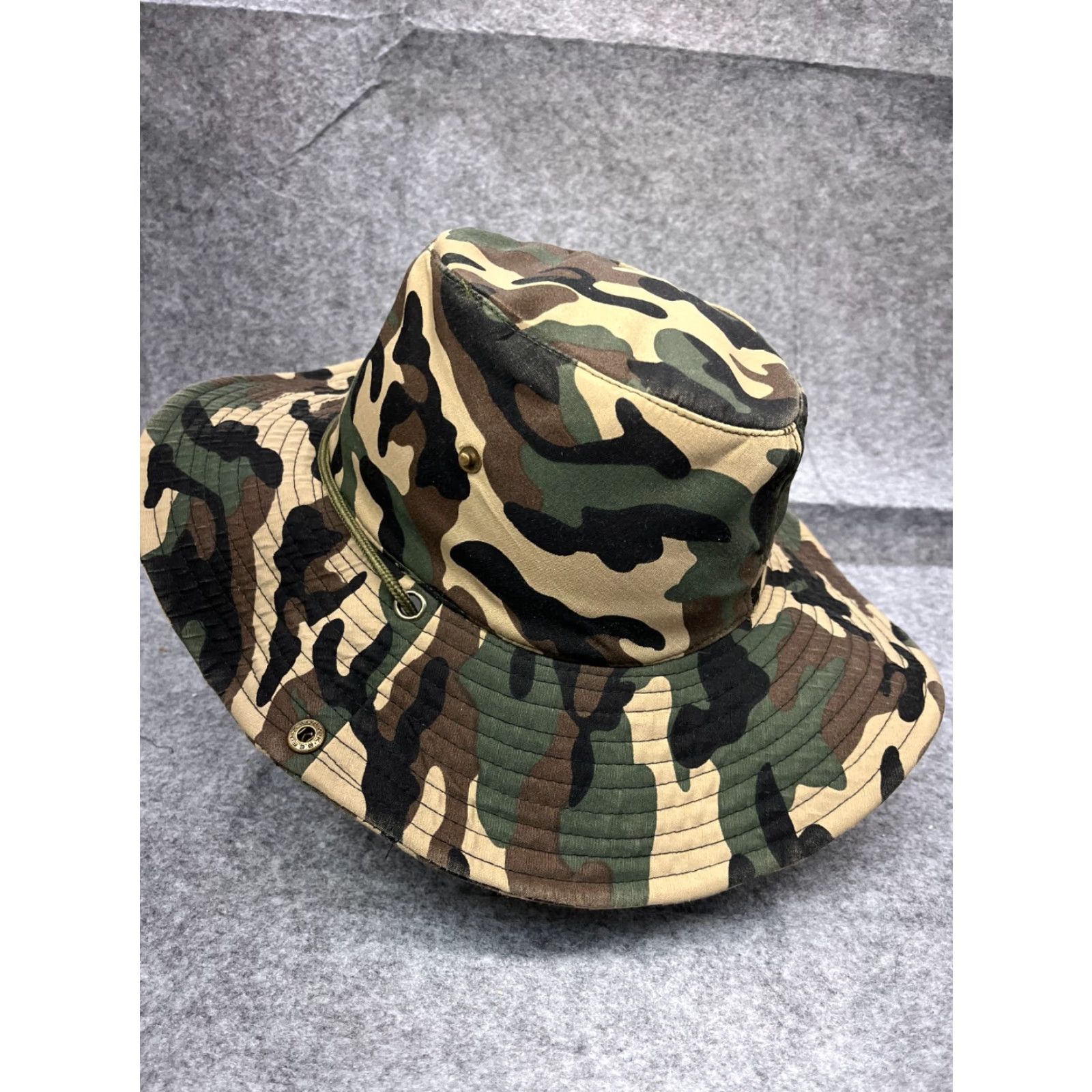 Vintage Green Camo Boonie Hat Adult Medium Cotton Lightweight Outdoor Camp Unisex Size ONE SIZE - 5 Thumbnail