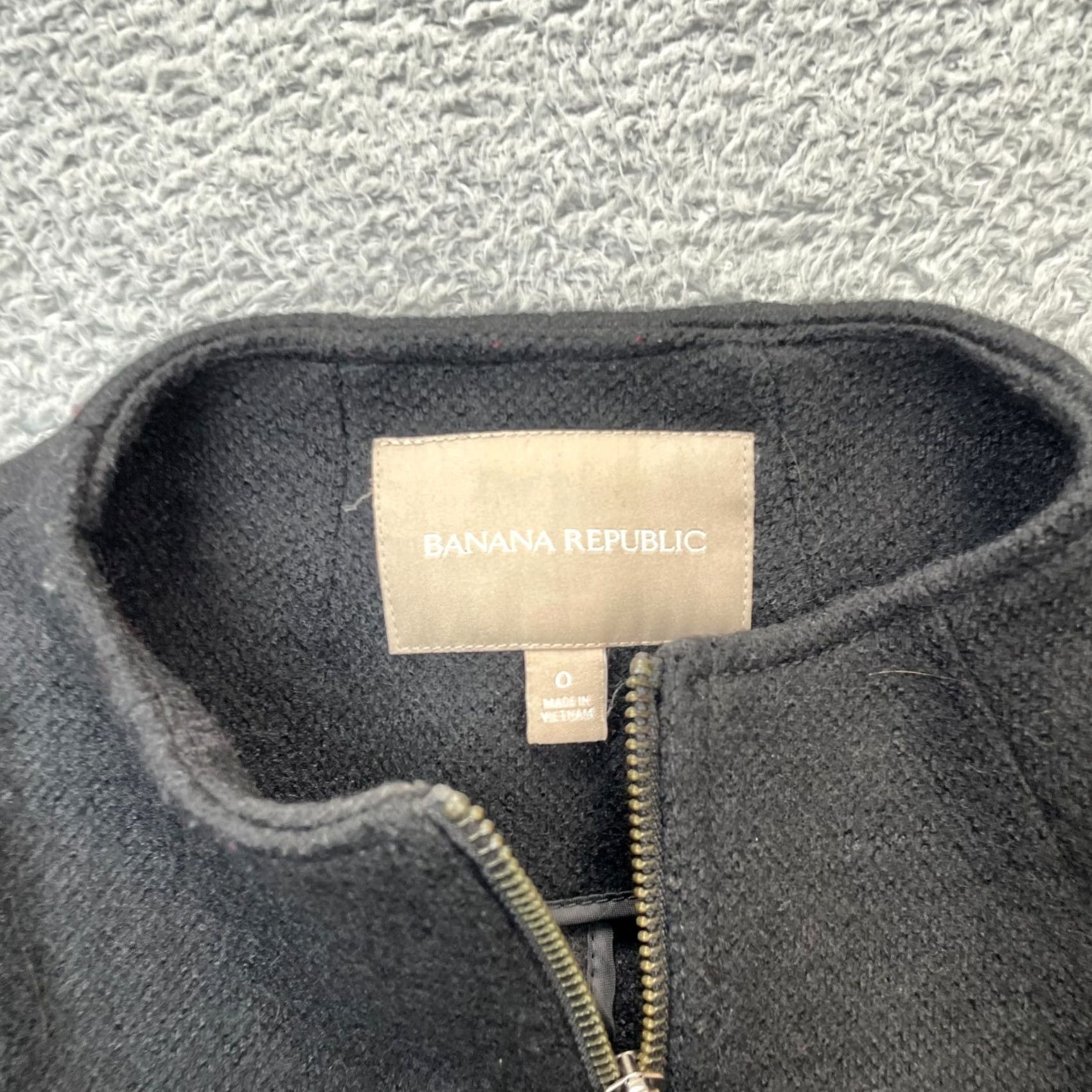 Banana Republic Banana Republic Womens Black Biker Jacket Faux Leather Wool Blend Zip Coat 0 Size XS / US 0-2 / IT 36-38 - 3 Thumbnail