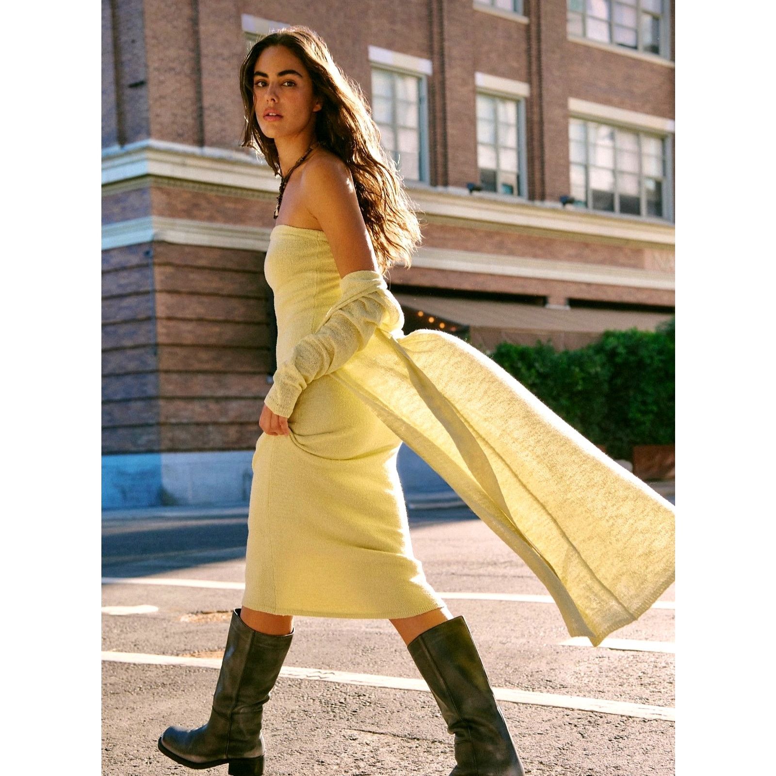 Free People Free People Lottie Solid Sweater Dress Set Lemongrass M Size M / US 6-8 / IT 42-44 - 2 Thumbnail