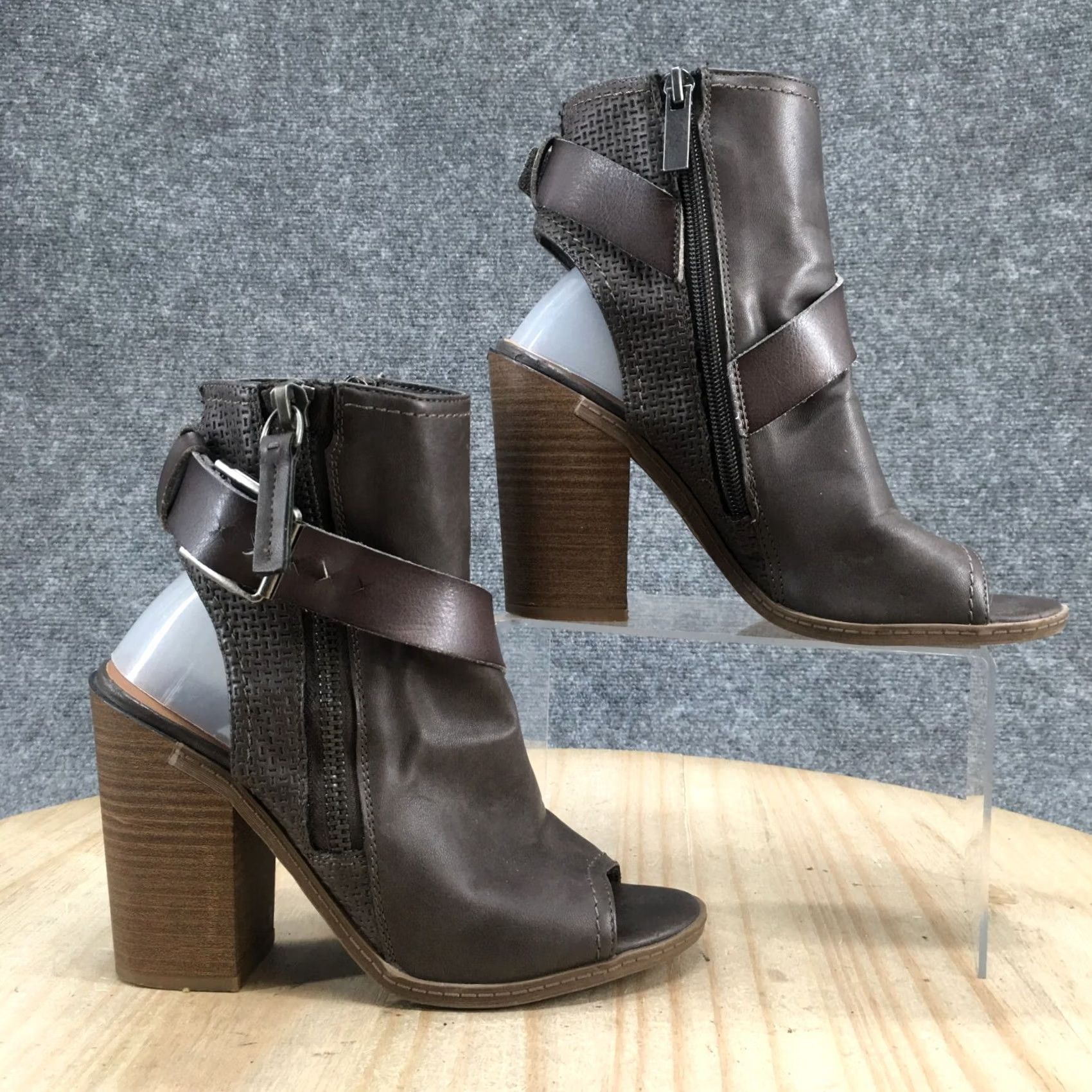 Dolce Vita DV Dolce Vita Boots Womens 6 Teisha Open Toe Zip Slingback Bootie Brown Heels Size US 6 / IT 36 - 2 Thumbnail