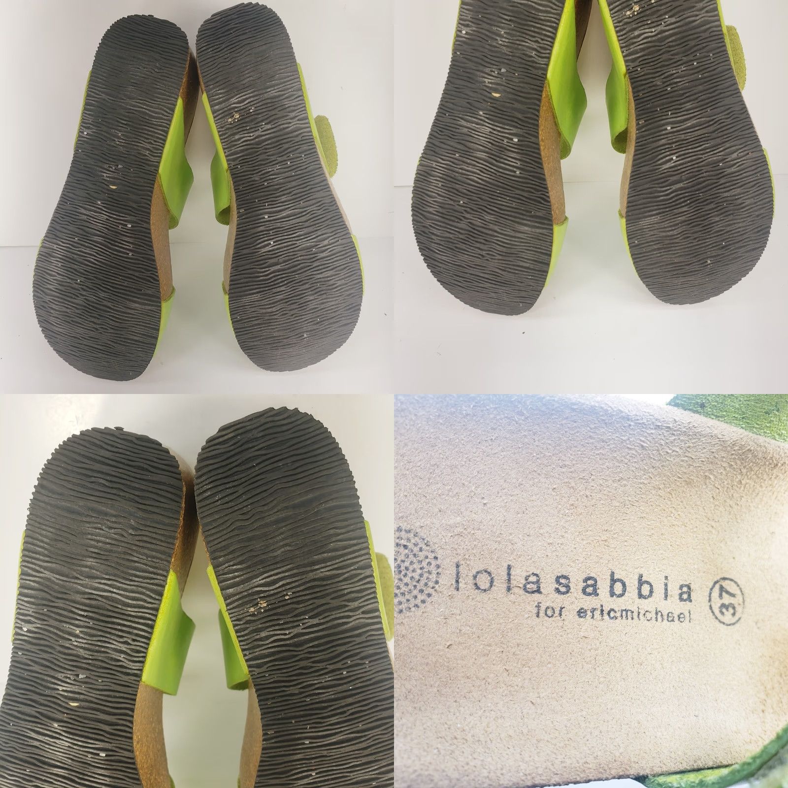 Vintage Lola Sabbia Lily Avocado Green Cork Bed Wedge Slide Sandals US 6-6.5 Leather Velcro Adjustable Strap Women Size US 6.5 / IT 36.5 - 9 Thumbnail