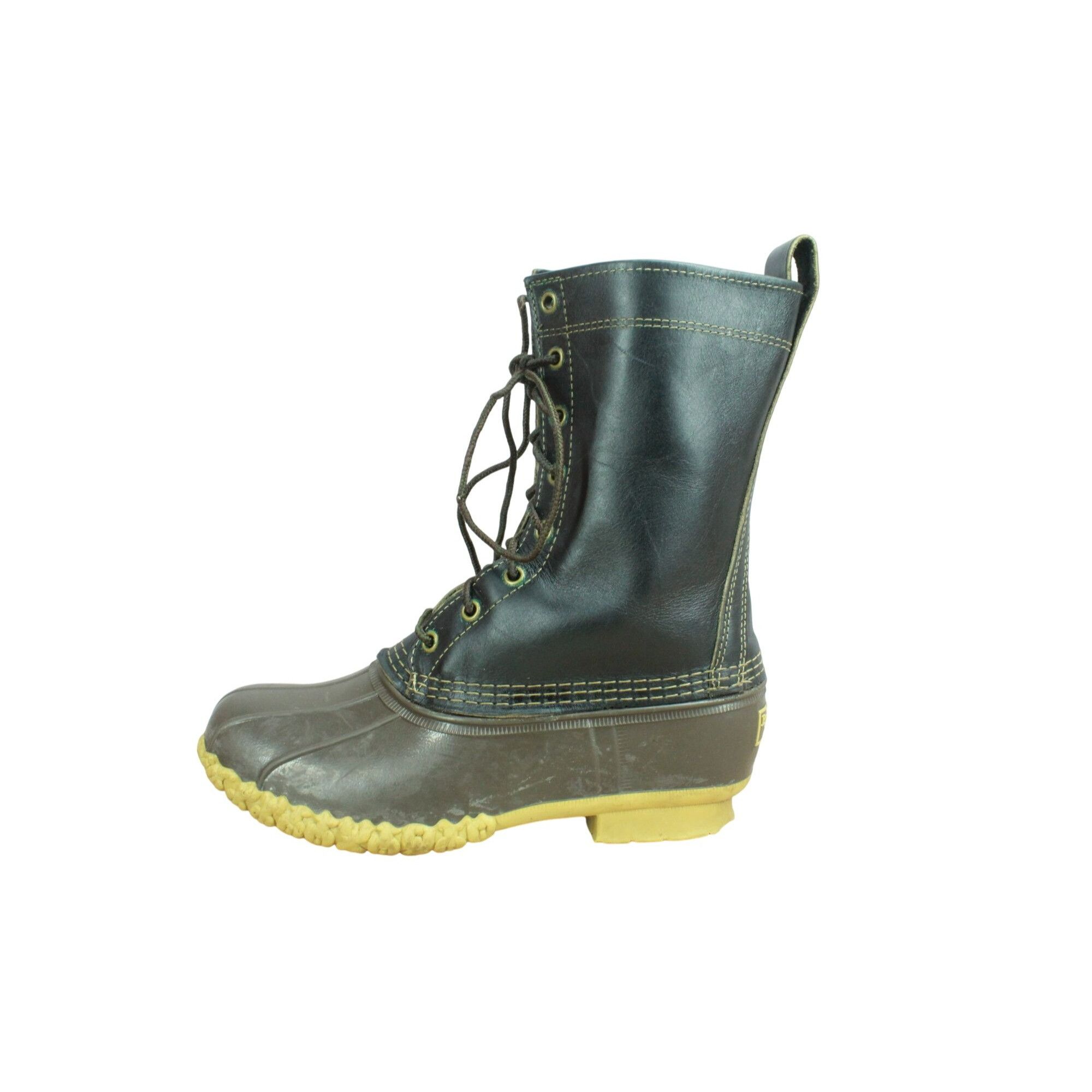 L.L. Bean LL Bean Black Leather Lace Up Mid Calf Duck Boots Size US 7 / IT 37 - 1 Thumbnail