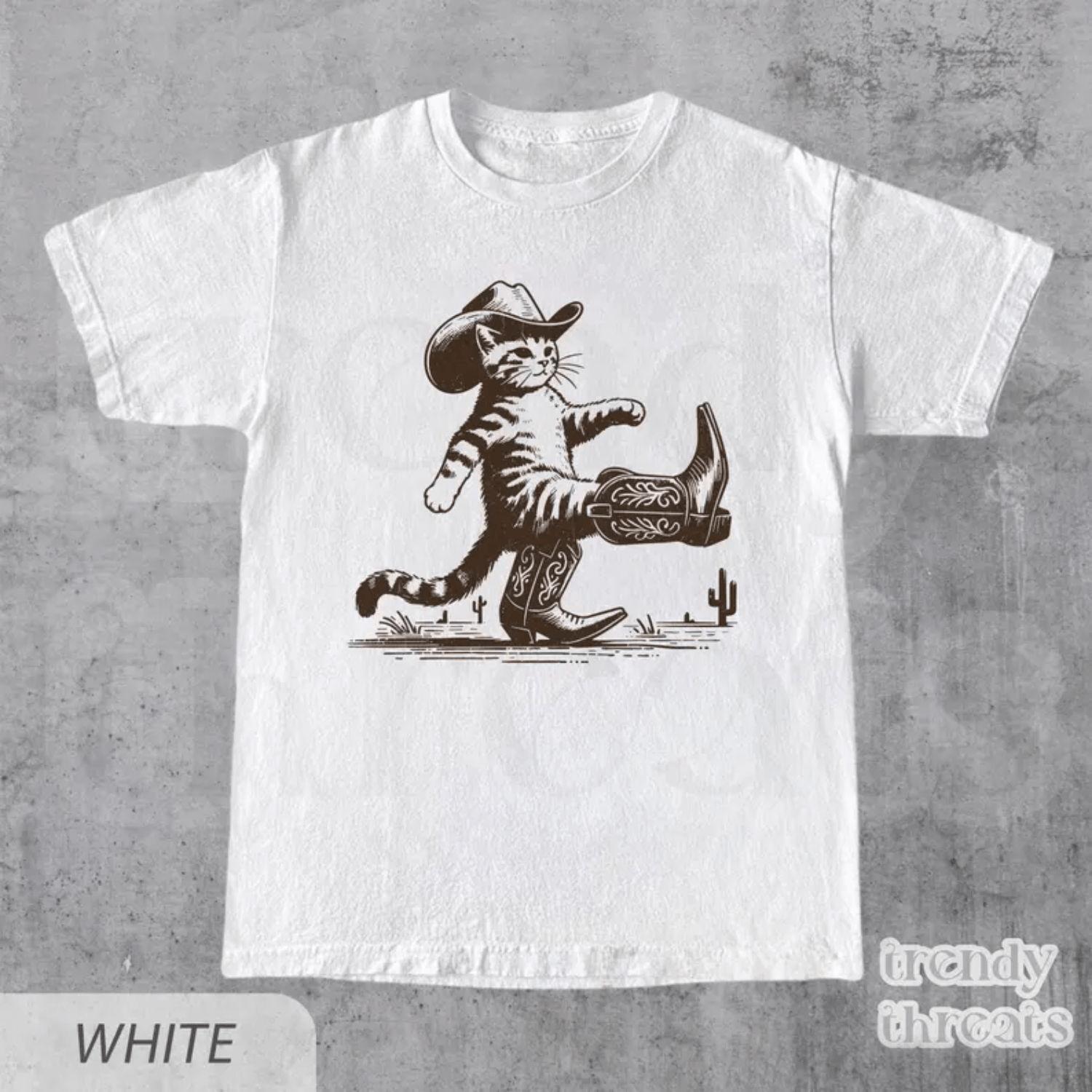 Japanese Brand × Vintage Western Cowboy Cat Shirt, Vintage Kitten T-Shirt, Retro Cat Size US M / EU 48-50 / 2 - 1 Thumbnail