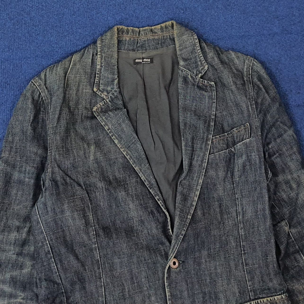 Miu Miu Vintage Miu Miu by Prada Denim Fiammato Blazer C256N2 Size XS / US 0-2 / IT 36-38 - 2 Thumbnail