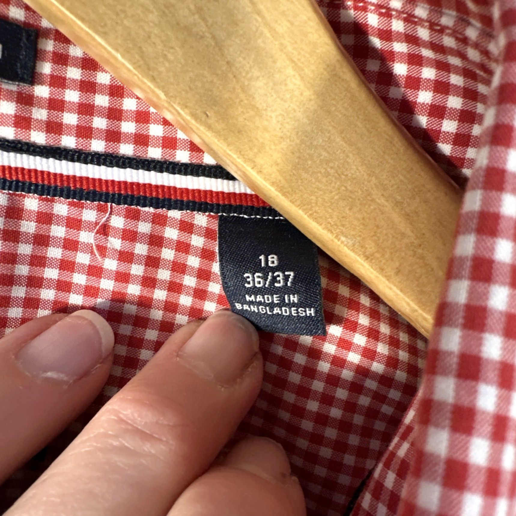 Tommy Hilfiger **Tommy Hilfiger Men's Regular Fit Red Gingham Dress Shirt 18** User: **Tommy Hilfiger Men's Red Gingham Regular Fit Dress Shirt 18** Size 48R - 5 Thumbnail
