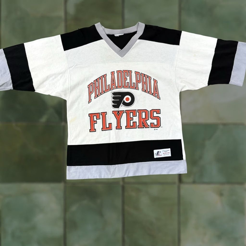 Logo Athletic VINTAGE Philadelphia Flyers Shirt Mens M 90s Logo Athletic NHL Hockey Sport White Cotton Short Sleeve Crew Neck Size US M / EU 48-50 / 2 - 1 Thumbnail