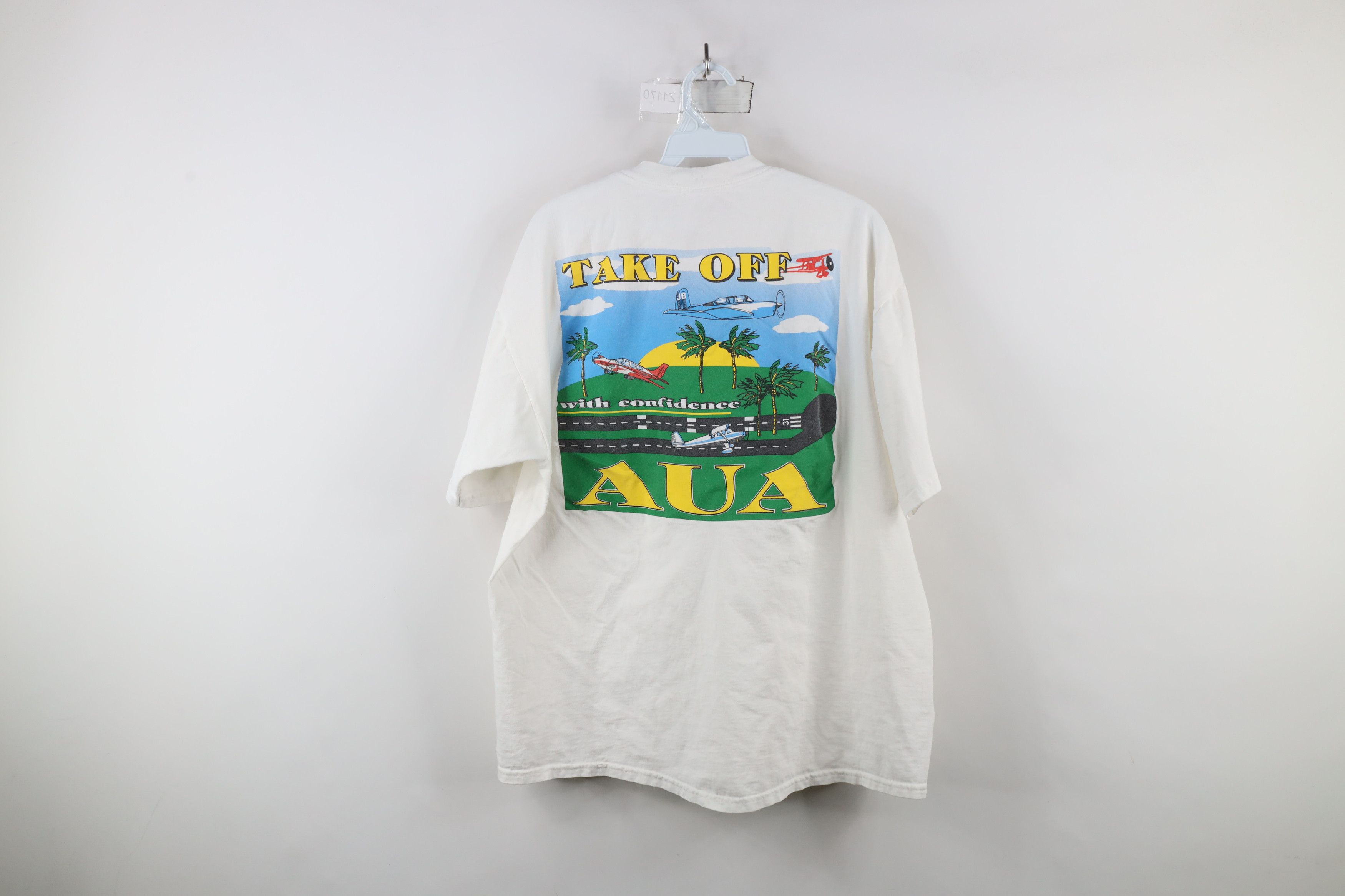 Vintage Vintage 90s Spell out AUA Inc Aircraft Insurance T-Shirt Size US XL / EU 56 / 4 - 11 Thumbnail