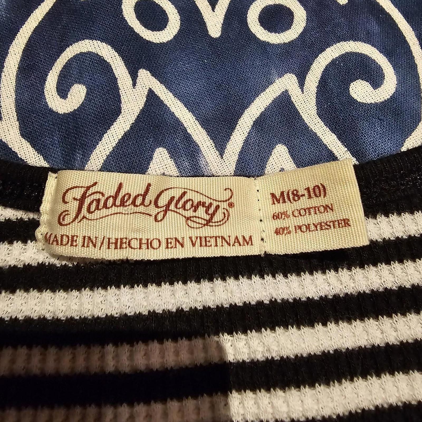 Faded Glory Faded Glory Women's Black and White Stripped Thermal Shirt Size M / US 6-8 / IT 42-44 - 6 Thumbnail