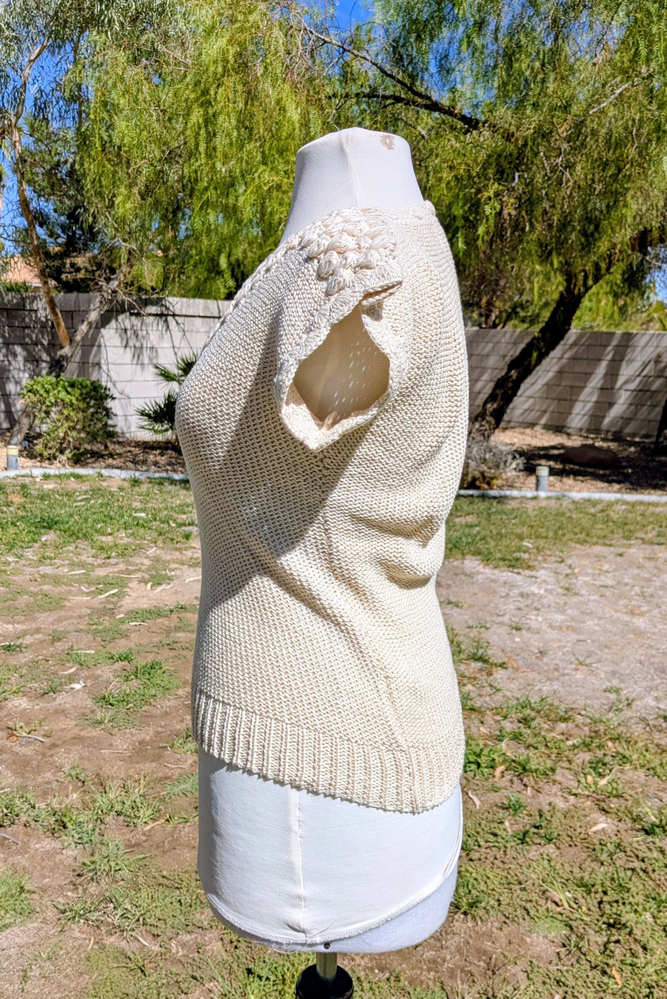 Other VTG Jennifer Reed 1980s Petite Hand Knit Cotton Sweater Top Size M / US 6-8 / IT 42-44 - 3 Thumbnail