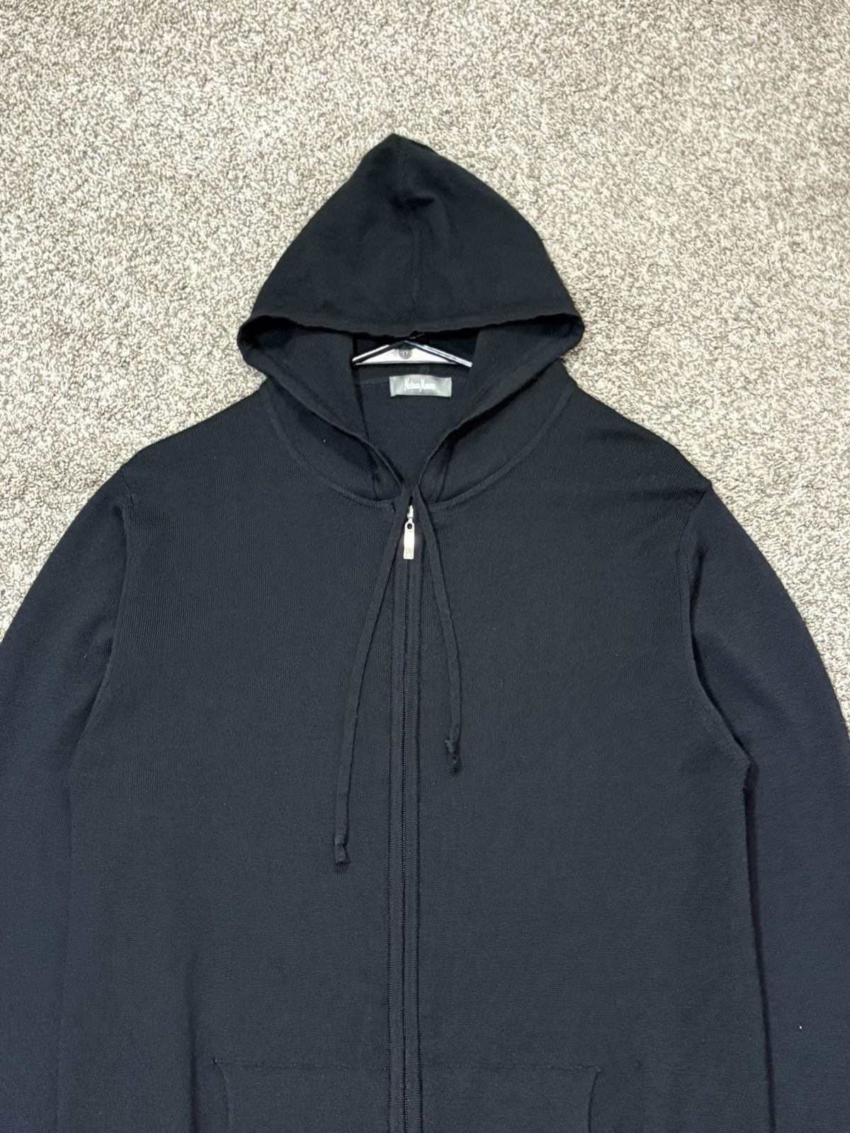 Neiman Marcus Neiman Marcus Mens Black Merino Wool Blend Zip Hoodie Size L Size US L / EU 52-54 / 3 - 2 Thumbnail