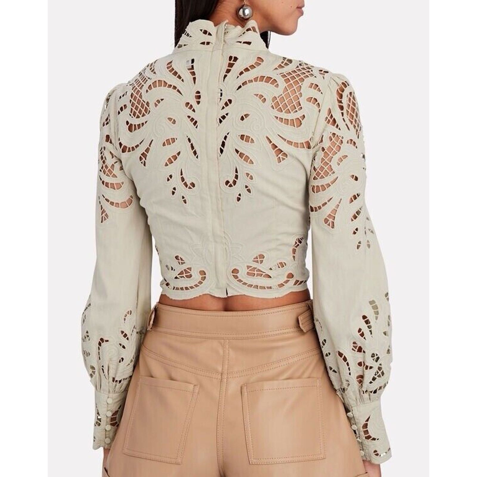 INTERMIX INTERMIX Jasmine Organic Cotton Detailed Lace Cuff Blouse 6 Size M / US 6-8 / IT 42-44 - 2 Thumbnail