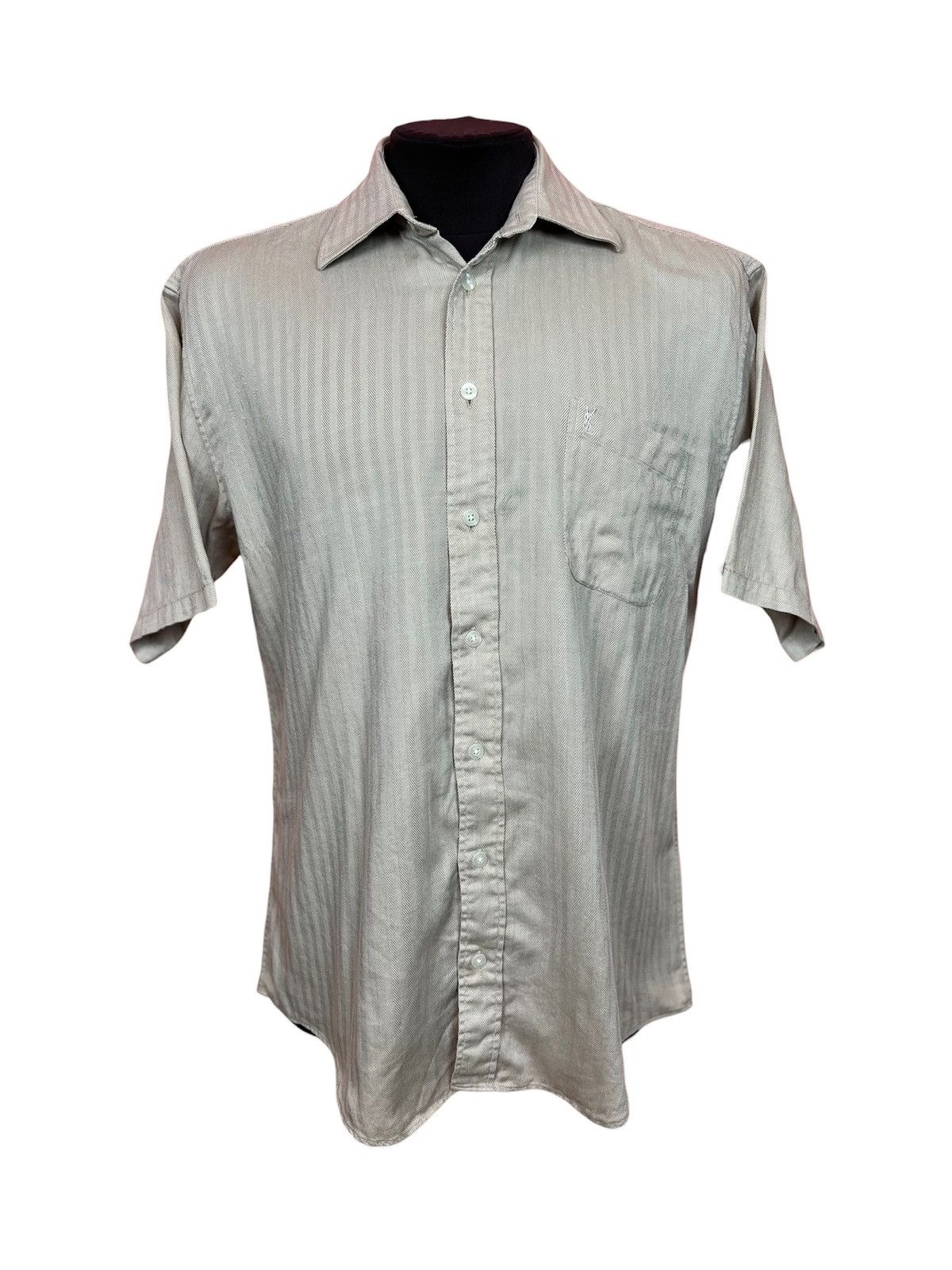 Vintage × Yves Saint Laurent yves sain laurent vintage shirt button ups beige short Size US XL / EU 56 / 4 - 1 Thumbnail