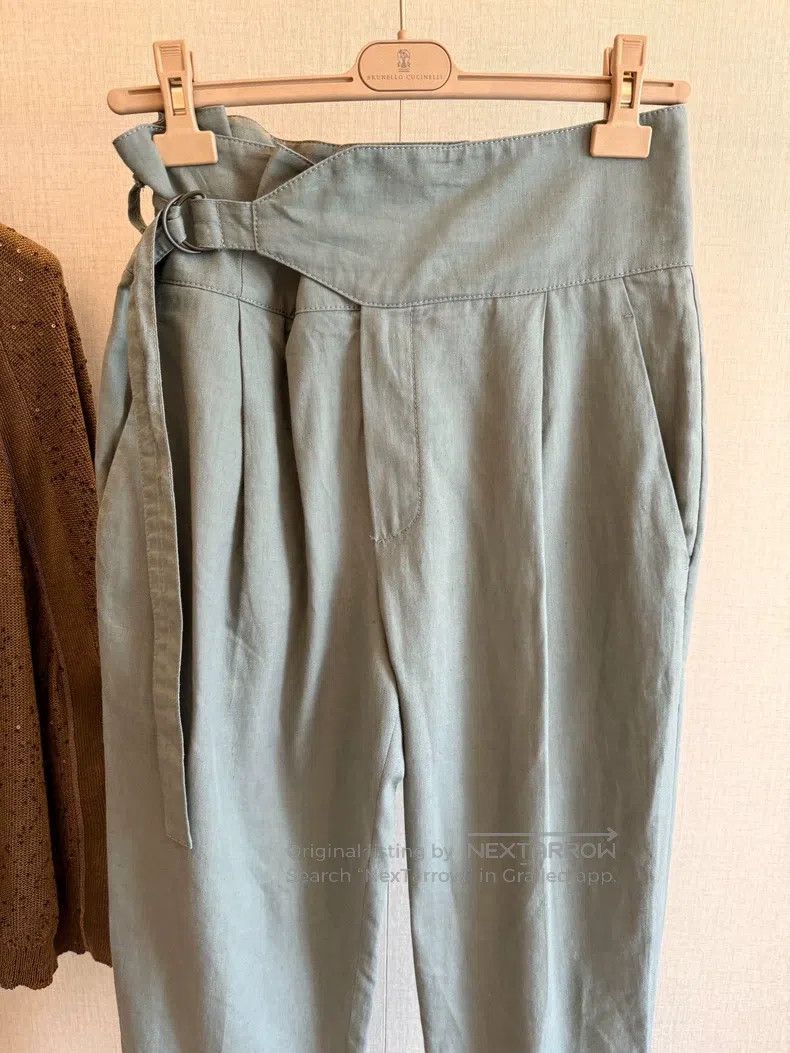 Brunello Cucinelli Brunello Cucinelli Cotton Linen Wide Waistband Casual Pant Size 27" / US 4 / IT 40 - 2 Thumbnail