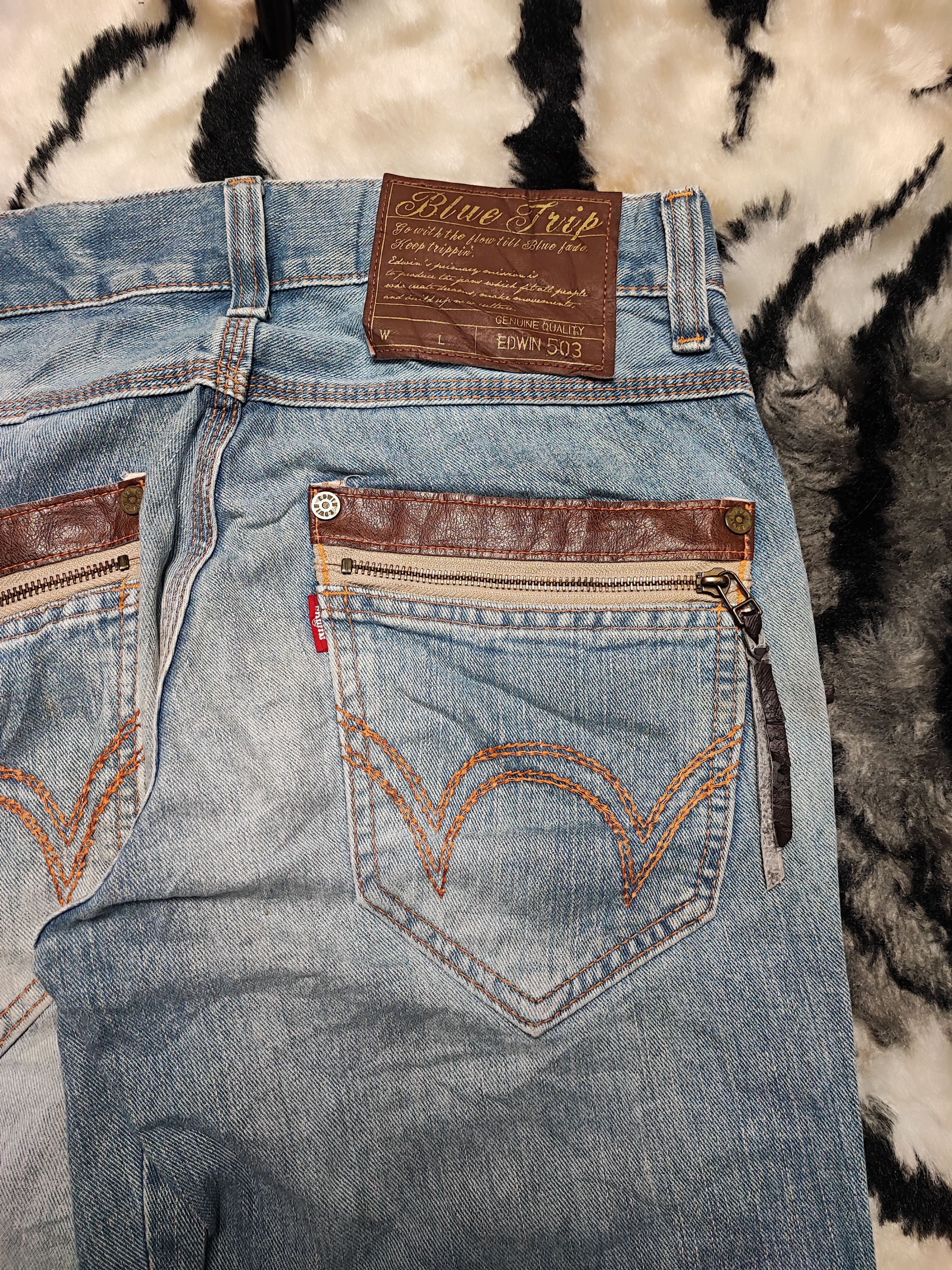 Edwin × Japanese Brand Edwin Blue Trip Punk Distressed Jeans Size US 31 - 16 Thumbnail