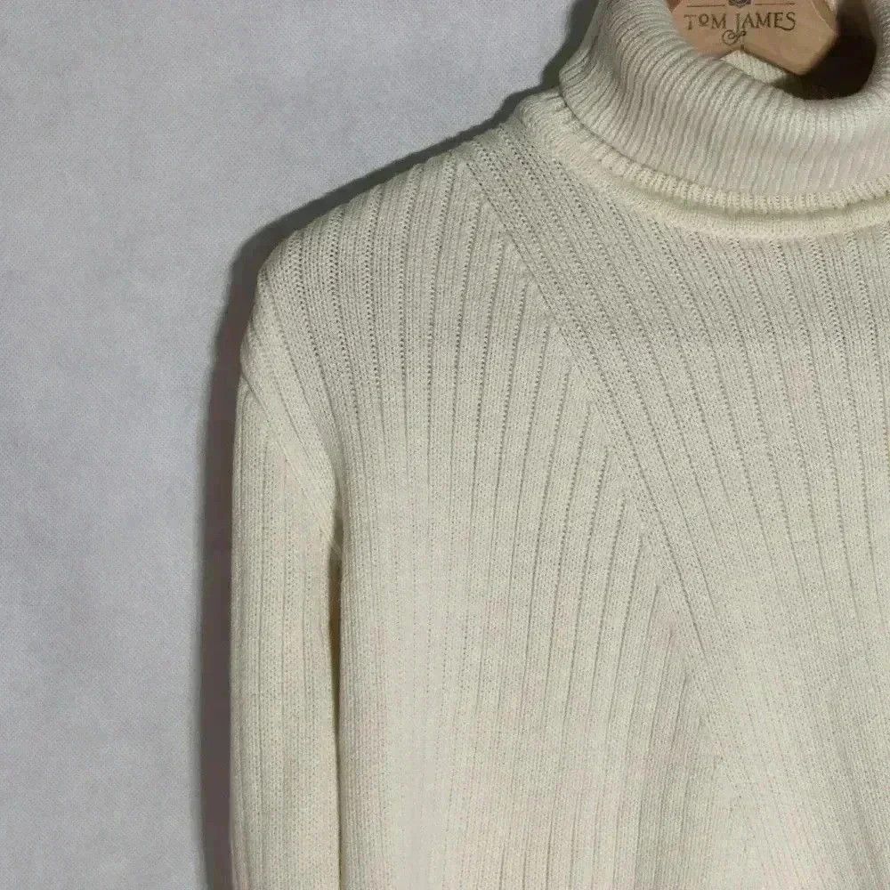 Other MGE Diagonal Pattern Off White Cable Knit Turtleneck Size S / US 4 / IT 40 - 3 Thumbnail