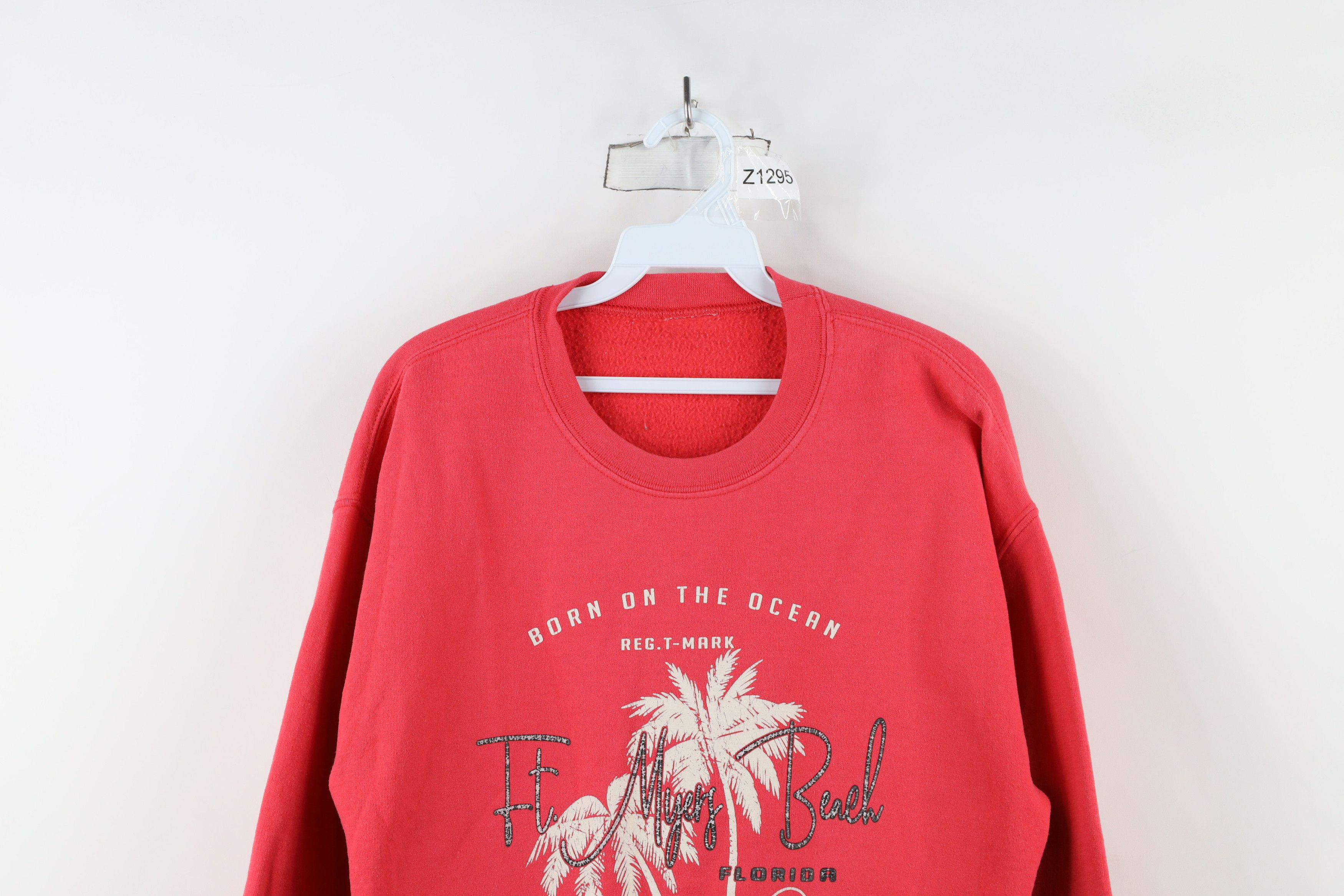 Vintage Vintage 90s Spell Out Ft Myers Beach Florida Sweatshirt Pink Size L / US 10 / IT 46 - 2 Thumbnail