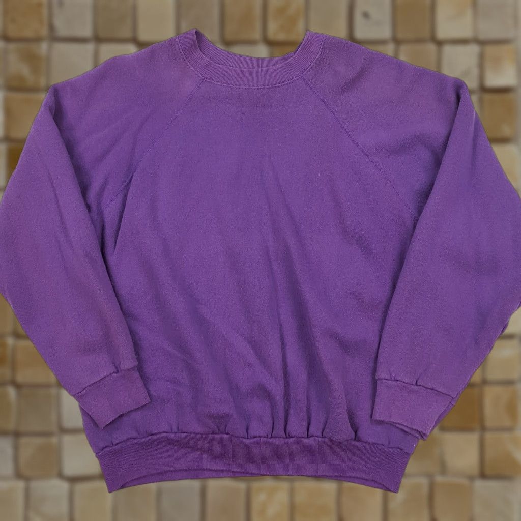 Tultex VINTAGE Tultex Sweatshirt Raglan Purple L Mens Crewneck USA Made Graphic Print 80s 90s Retro Collegiate Grunge Raglan Crewneck Sweatshirt Size US L / EU 52-54 / 3 - 1 Thumbnail