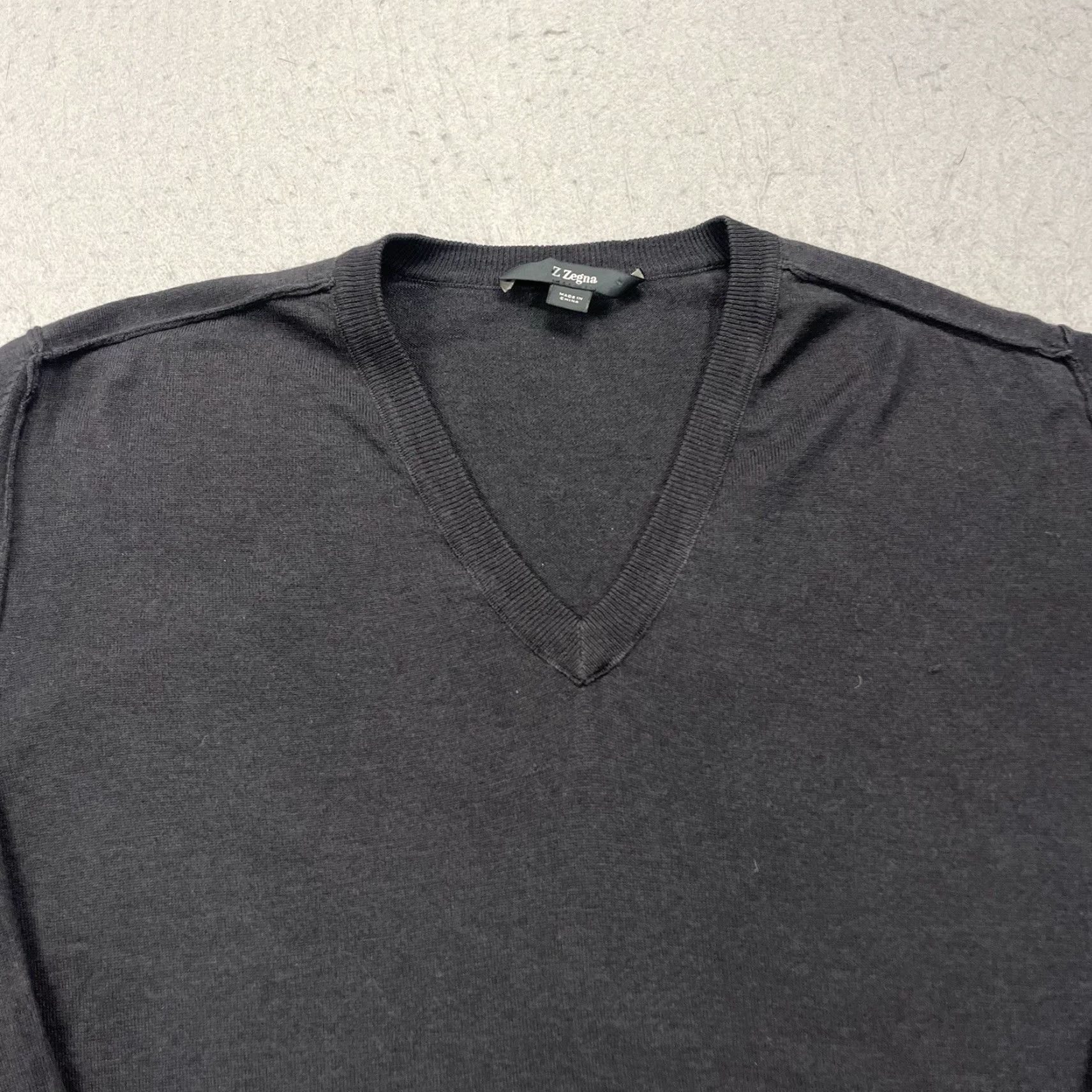 Ermenegildo Zegna Ermenegildo Zegna Sweater Mens Small Gray V Neck Silk Wool Blend Pullover Size US S / EU 44-46 / 1 - 2 Thumbnail