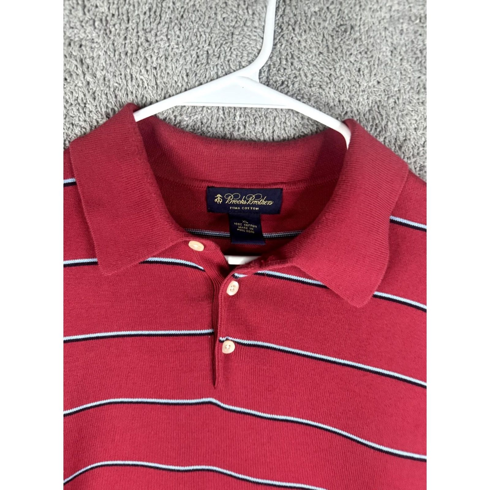 Brooks Brothers VINTAGE Brooks Brothers Polo Shirt Mens XL Red Striped Pima Cotton Short Sleeve Size US XL / EU 56 / 4 - 5 Thumbnail